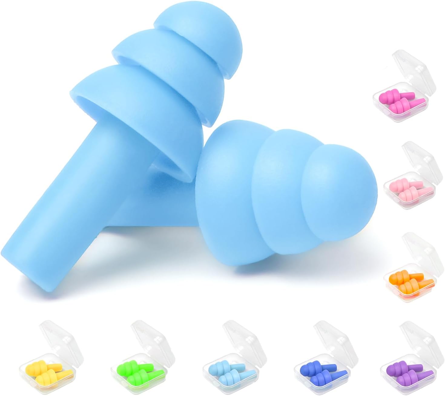 Earplugs for Sleeping Noise Cancelling, Reusable Ear Plugs– Super Soft, Silicone Ear Plug, for Sleeping 8 Pairs, Swimming, Snoring, Concerts, Work, Noisy Places (Color) - Image 2