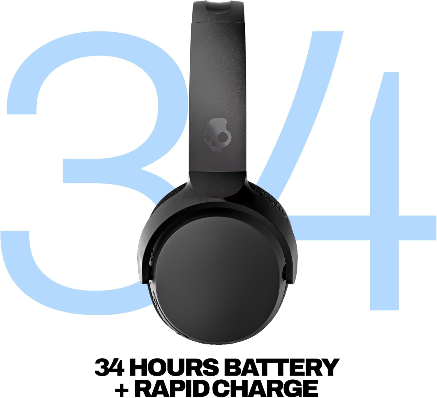 Skullcandy Riff Wireless 2 On-Ear Bluetooth Headphones, Up to 34 Hrs Battery, Foldable Lightweight Design, Convenient for Travel with Included 3.5mm AUX Cable, Microphone for iPhone Android - Black - Image 2