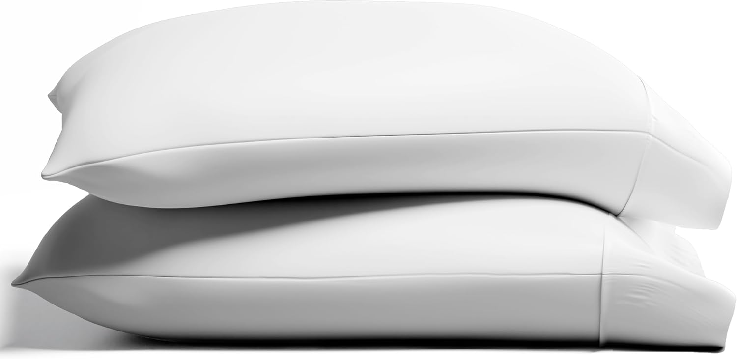 TEXAS LINEN CO. 100% Organic Cotton Pillow Cases King Size Set of 2 - White Organic Cotton Percale Weave Pillowcases King Size, Soft, Cooling, Crisp & Breathable Percale Pillow Covers for Sleeping - Image 2