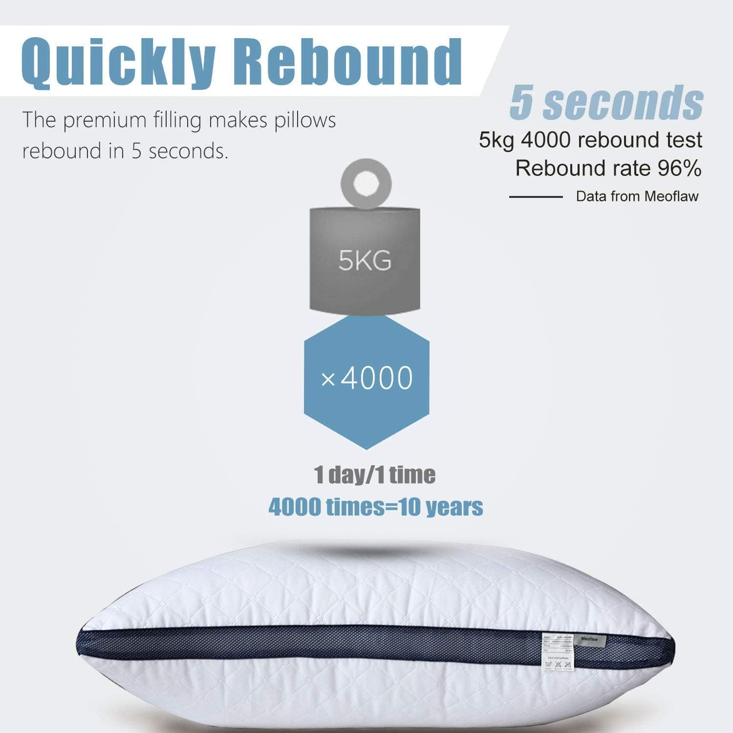 Meoflaw Pillows for Sleeping (2-Pack), Luxury Hotel Pillows Queen Size Set of 2,Bed Pillows for Side and Back Sleeper (Queen) - Image 5