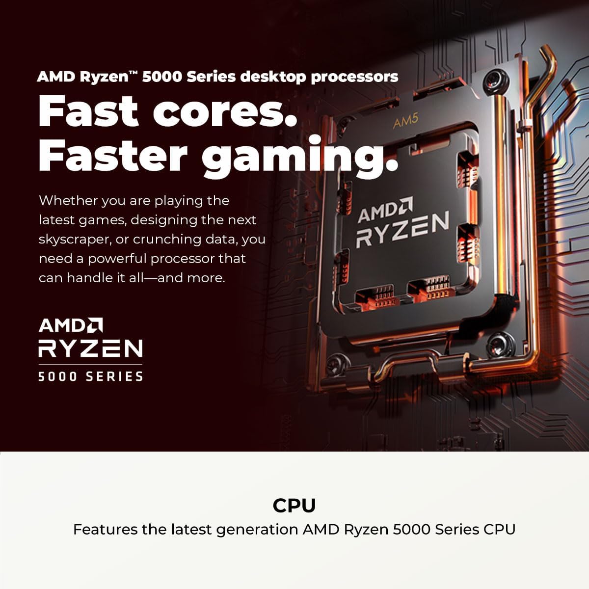 CyberPowerPC Gamer Master Gaming PC, AMD Ryzen 5 5500 3.6GHz, Radeon RX 6500 XT 4GB, 8GB DDR4, 500GB PCIe 4.0 SSD, WiFi Ready & Windows 11 Home (GMA3100A3) - Image 6