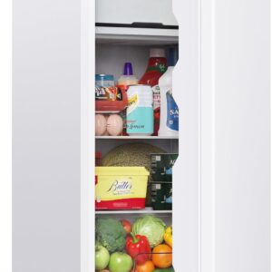 Upstreman 3.2 Cu.Ft Mini Fridge with Freezer, Single Door Mini Fridge, Dorm Fridge, Adjustable Thermostat, Mini Refrigerator for Dorm, Office, Bedroom, White-BR321