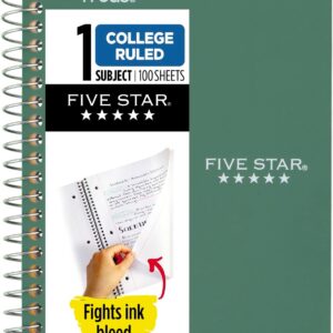 Five Star Personal Spiral Notebook, 1 Subject, College Ruled Paper, 7″ x 4-3/8″, Small Size, 100 Sheets, Seaglass Green (450022CH1)