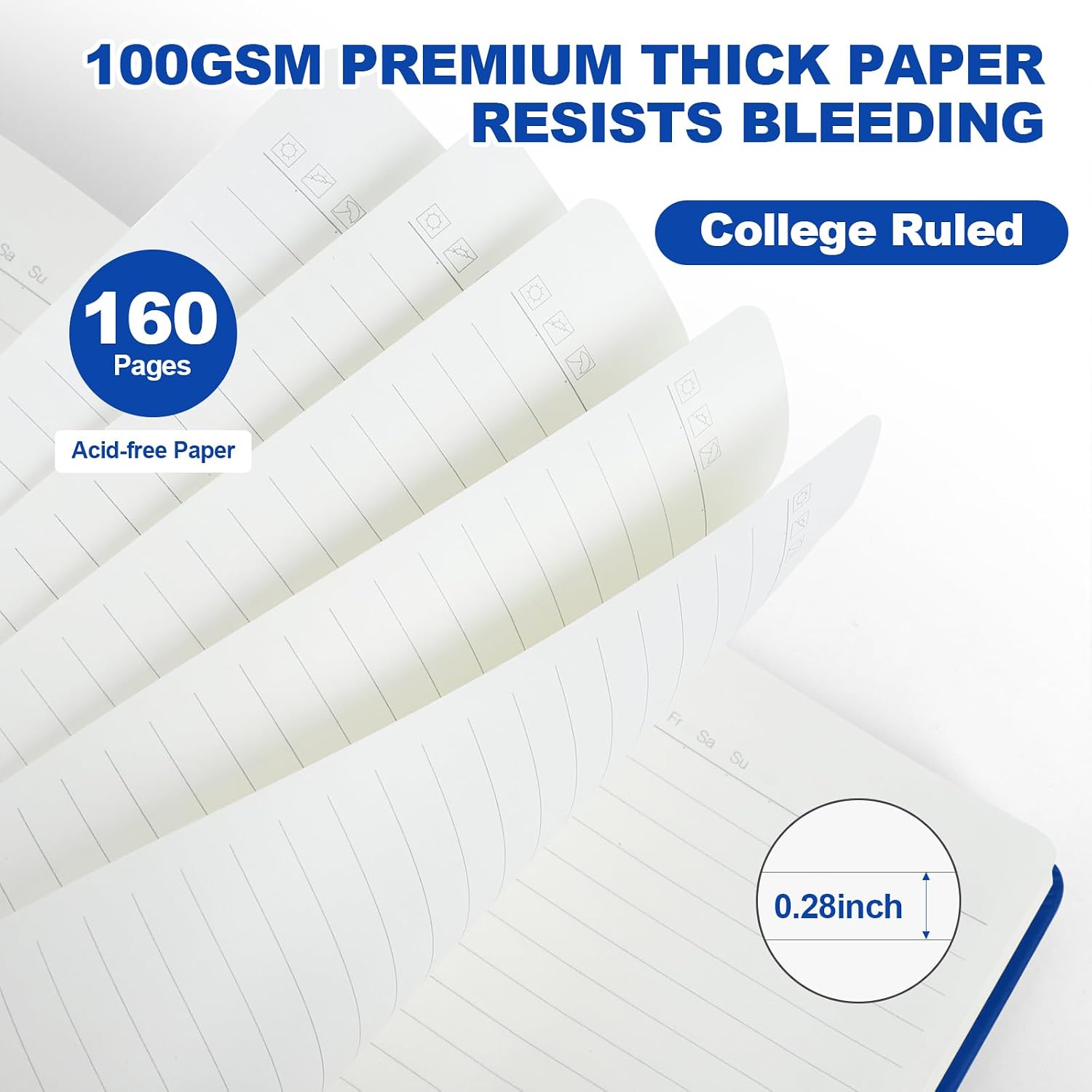 SUQJOY Lined Journal Notebooks for Writing, 100 GSM Thick Paper, 8 Pack Hardcover Notebooks, A5 College Ruled Notebook, Journaling Notebook for School/Travel/Office (Assorted Color- 8 Pack) - Image 2