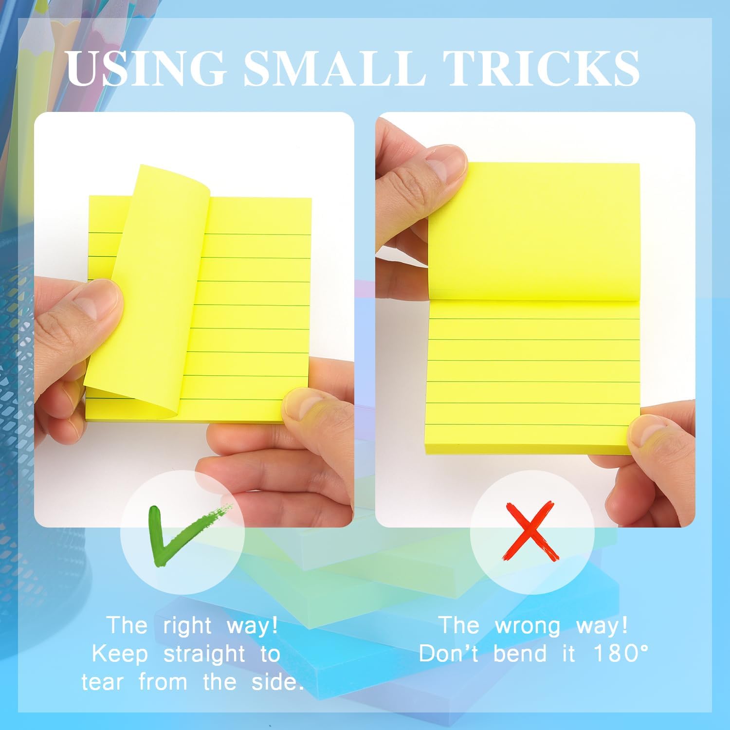 Early Buy Lined Sticky Notes 3x3 Inch, 14 Pads/Pack with Lines Notepads, 7 Bright Colors Self-Stick Pads, 80 Sheets/Pad, Total 1120 Sheets - Image 4