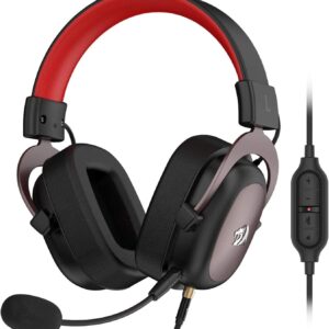 Redragon H510 Zeus Wired Gaming Headset – 7.1 Surround Sound – Memory Foam Ear Pads – 53MM Drivers – Detachable Microphone, Works for Multi-Platforms PC, PS4/3 & Xbox One/Series X, NS