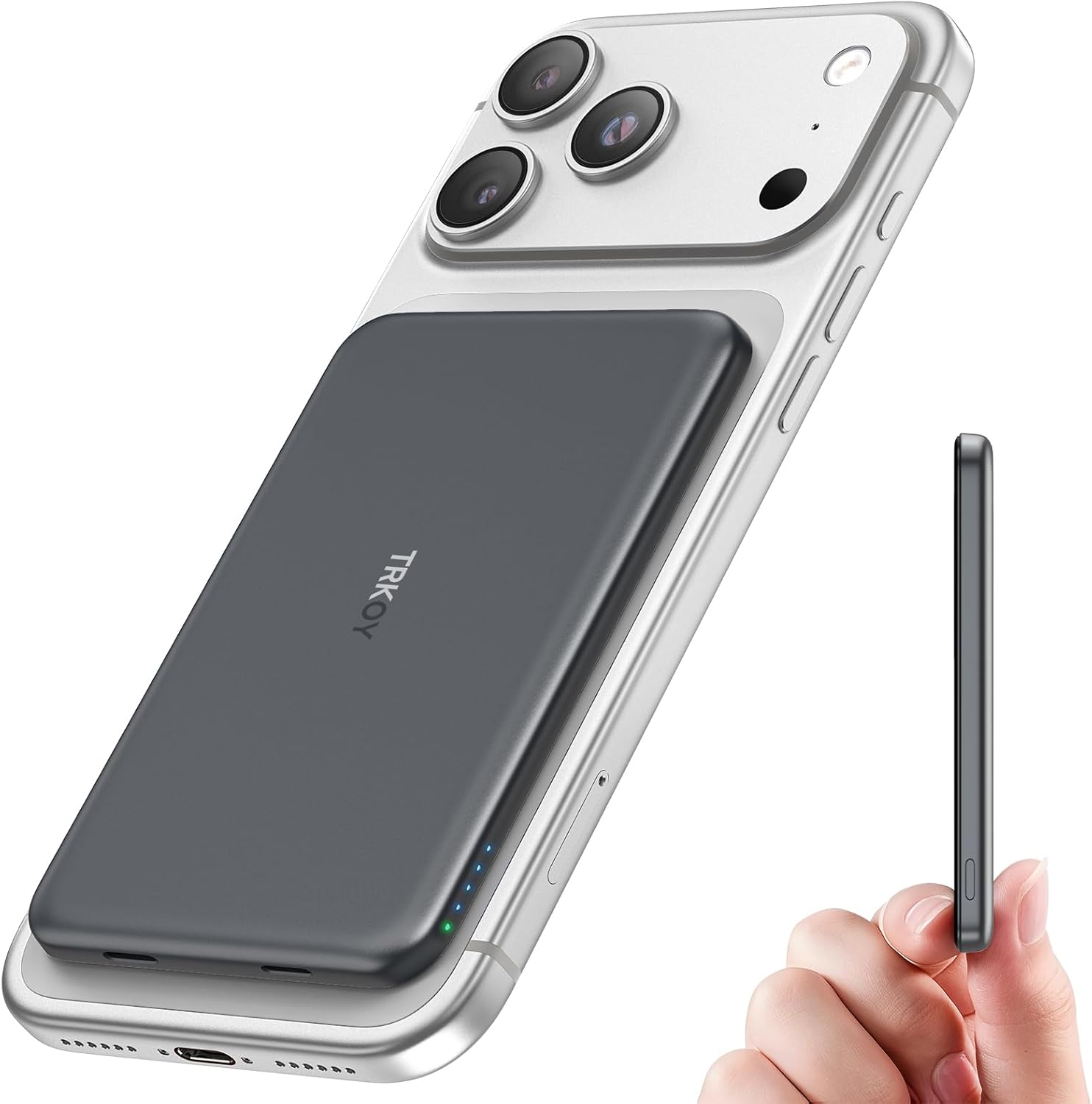 for Magsafe Portable Charger,5000mAh Slim Wireless Magnetic Power Bank with USB C Charging,Travel Essential for Magsafe Battery Pack Compatible with iPhone 17/16/15/14/13/12 Series,Graphite Gray - Image 2