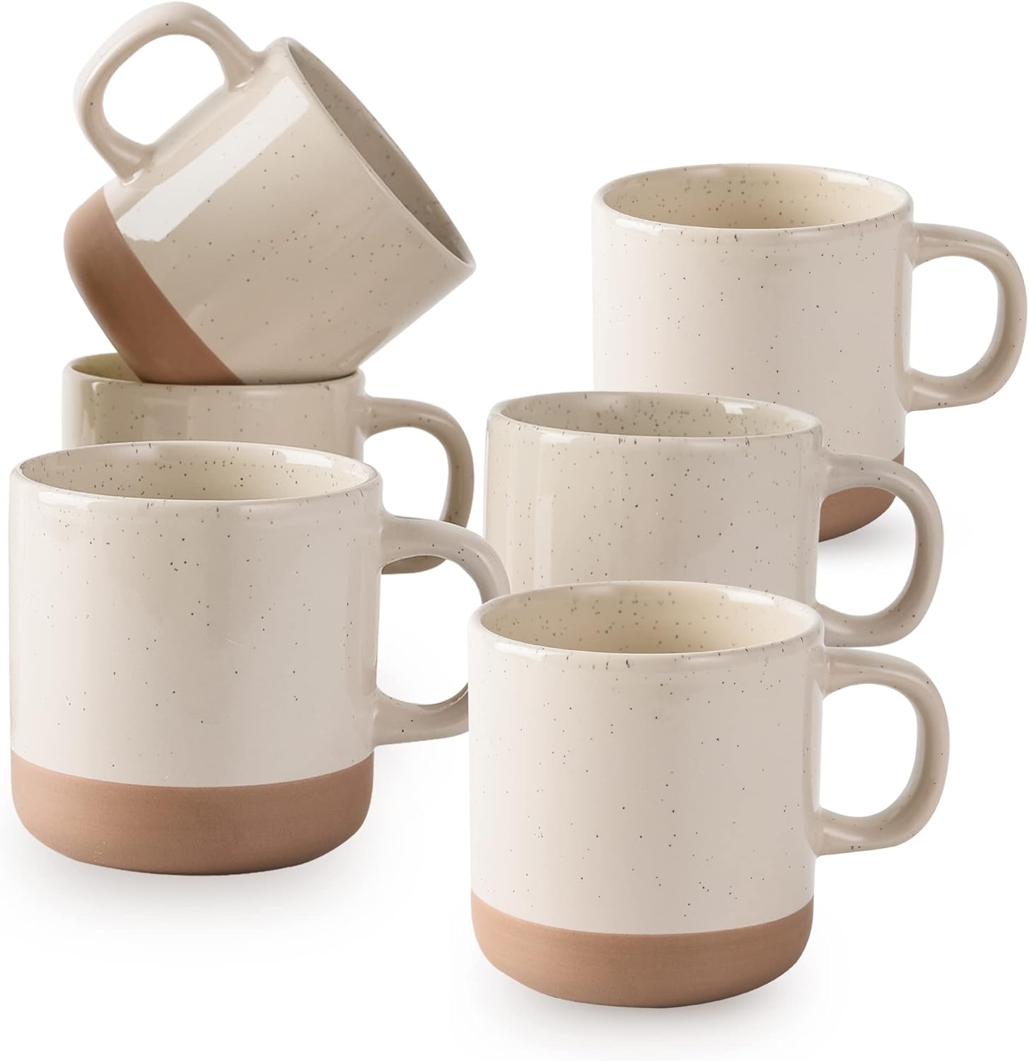 BYCNZB 12oz Coffee Mug Set for 6, Tea Cups with Handle for Coffee, Tea, Cocoa, Milk (Cream) - Image 2