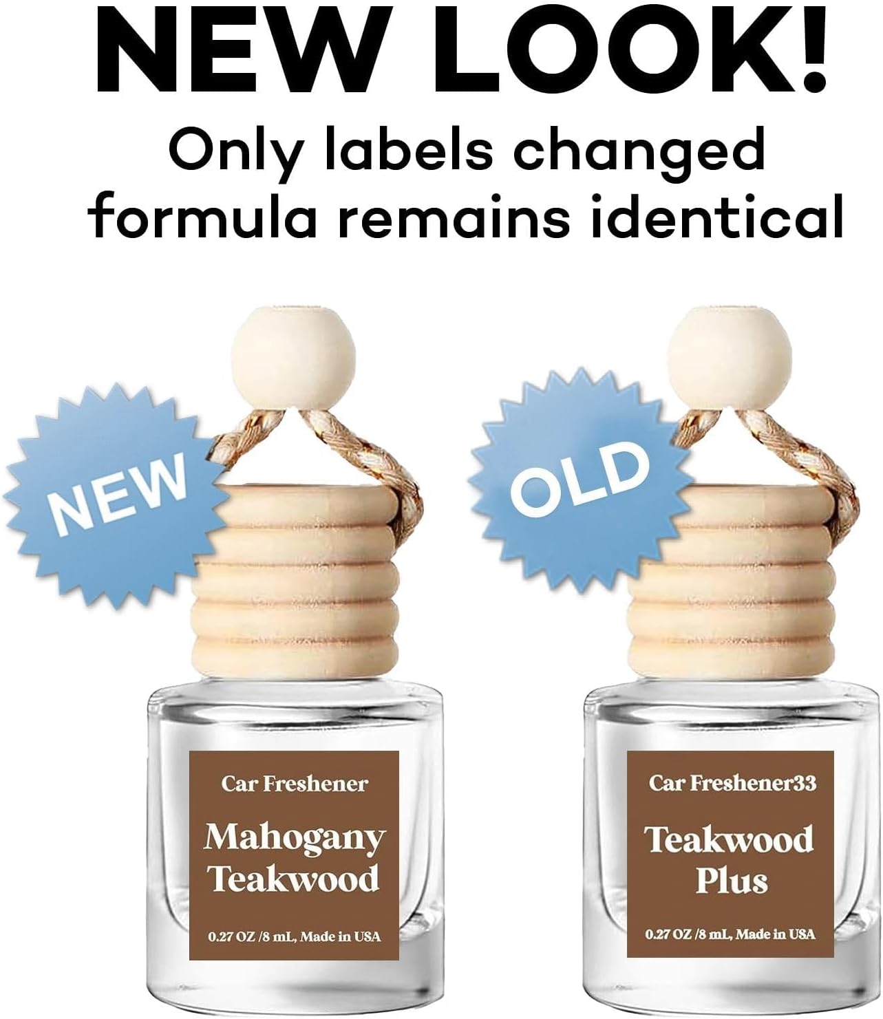 C Classy Car Air Freshener Hanging 2 Pack, Mahogany Teakwood Essential Oil Diffuser, Cute Glass Bottle, Long-Lasting Fragrance Car Accessories for Women & Men, Made in USA - Image 7