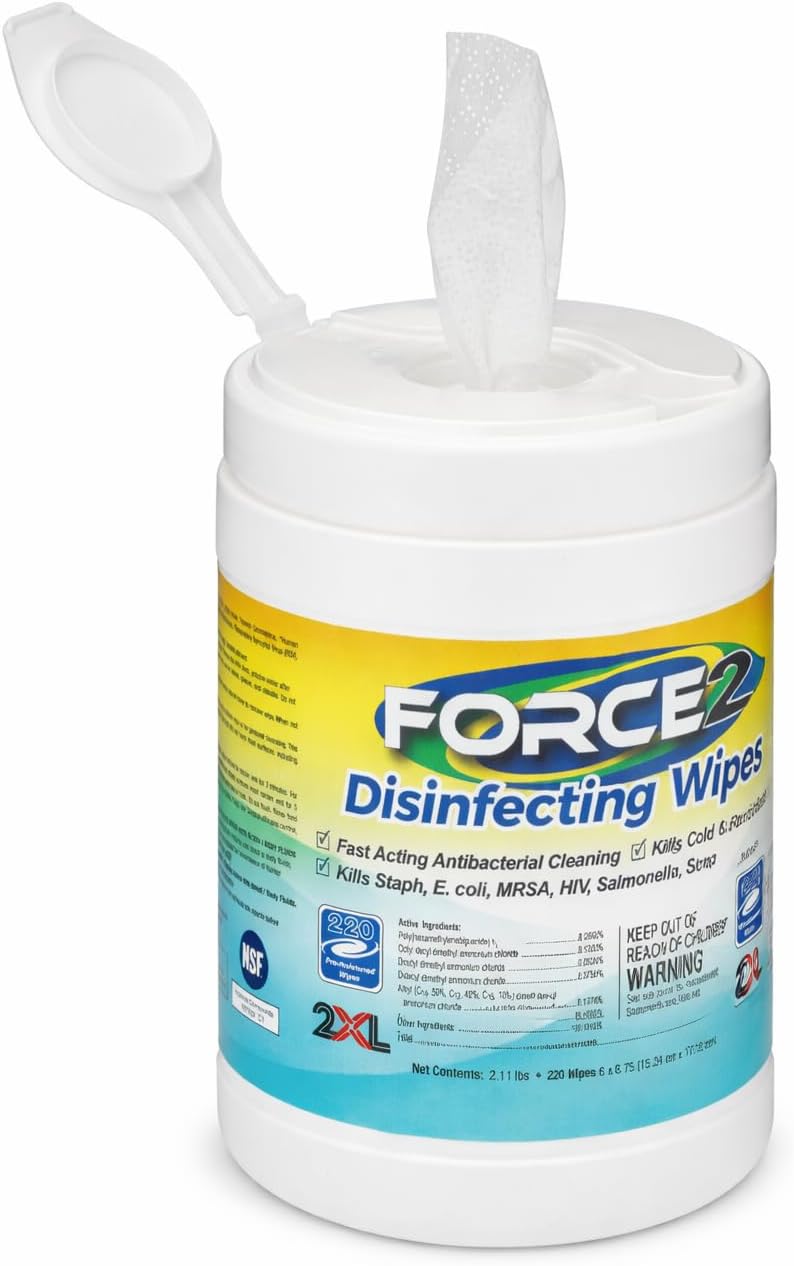 Force2 2XL Disinfecting Wipes – 220 Wipe Count – Antibacterial Disinfectant, Multi-Surface Cleaning and Sanitizing Wipes - Image 3