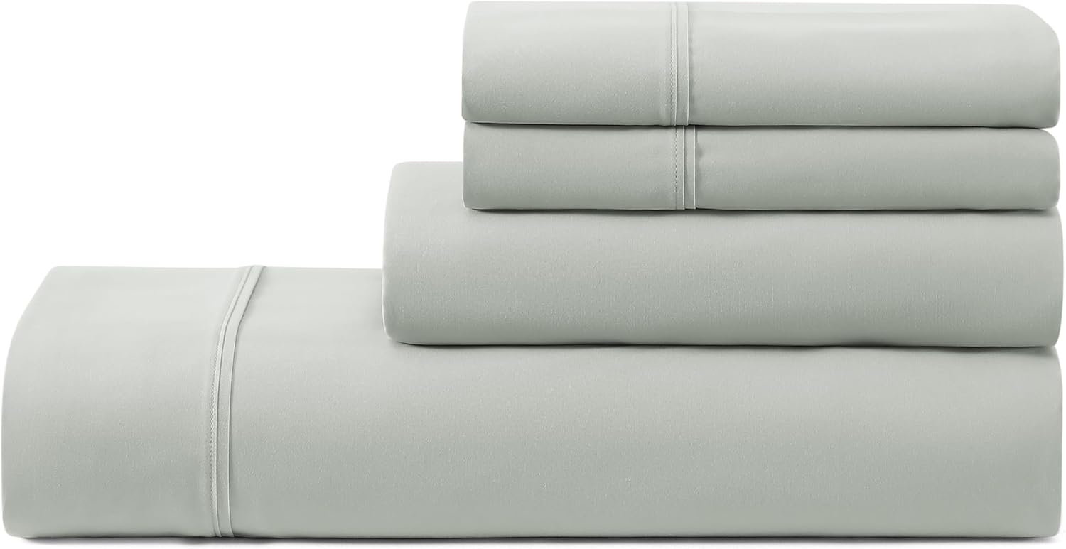 UGG Hedi Queen Sheet Set 4-Piece Luxury Cooling Sheets Deep Pockets Premium Bedding with 2 Pillow Shams Hypoallergenic Machine Washable Soft Lightweight Bed Set for Bedroom, Queen, Mineral Green - Image 2