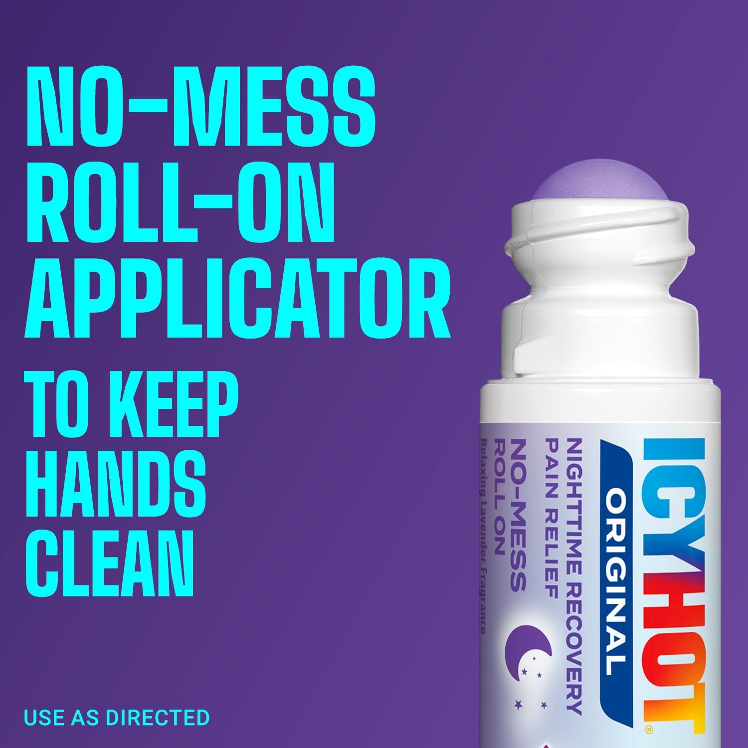 Icy Hot Original Pain Relief Nighttime Recovery No-Mess Roll-On Applicator, Fast-Acting Pain Relief with Menthol 8% for Backaches, Joints, Muscle Strains and Arthritis, Lavender Scent, 2 oz - Image 8