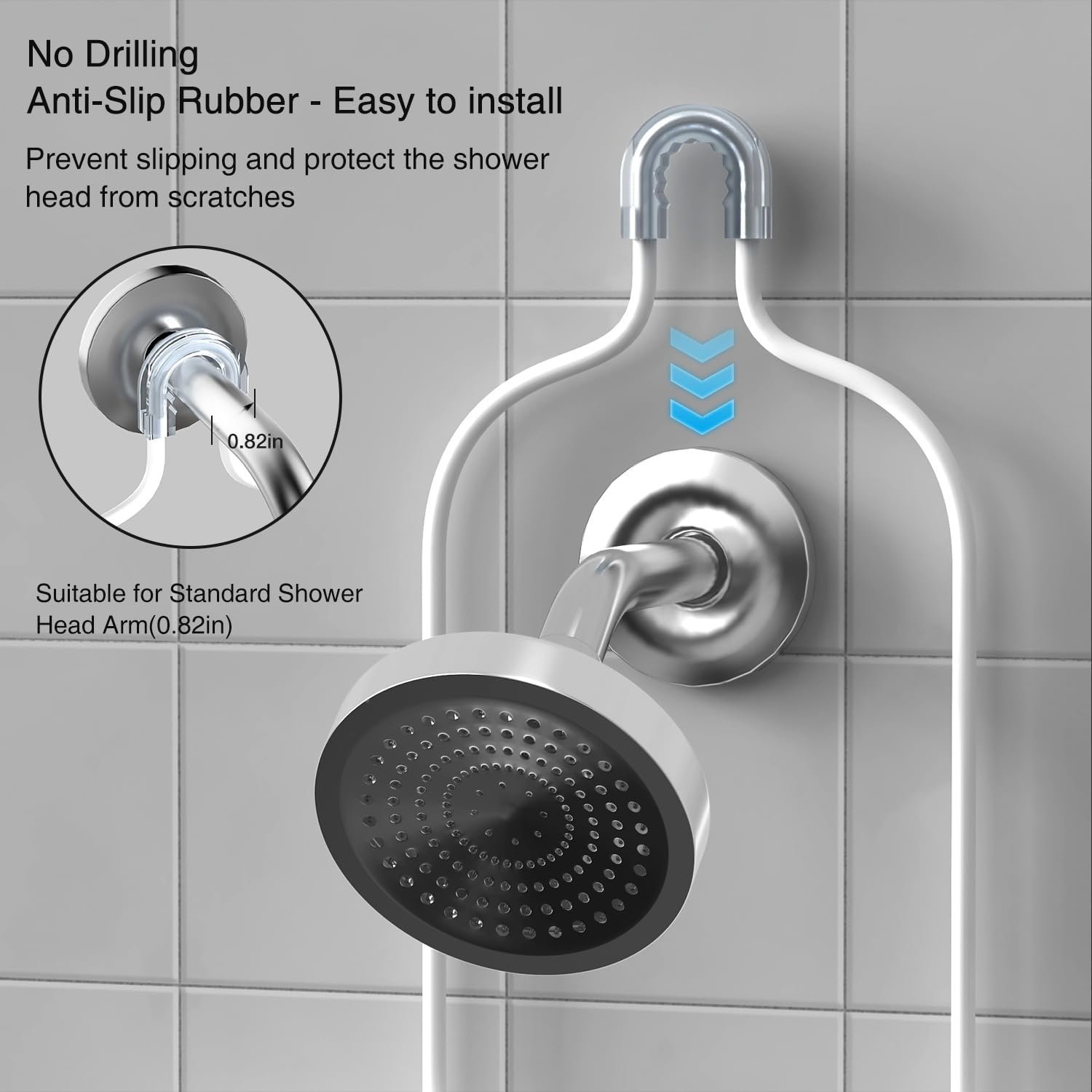 DAOYA Over Head Shower Caddy - Bathroom Shower Organizer with Soap Holder & 6 Hooks for Towels, White, 76L Capacity, Hanging Mount, Rust Resistant - Image 5
