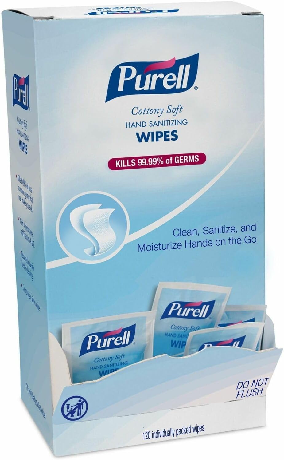 Purell Cottony Soft Hand Sanitizing Wipes, 120 Individually Wrapped Wipes in Self-Dispensing Display Box - 9027-12 - Image 2