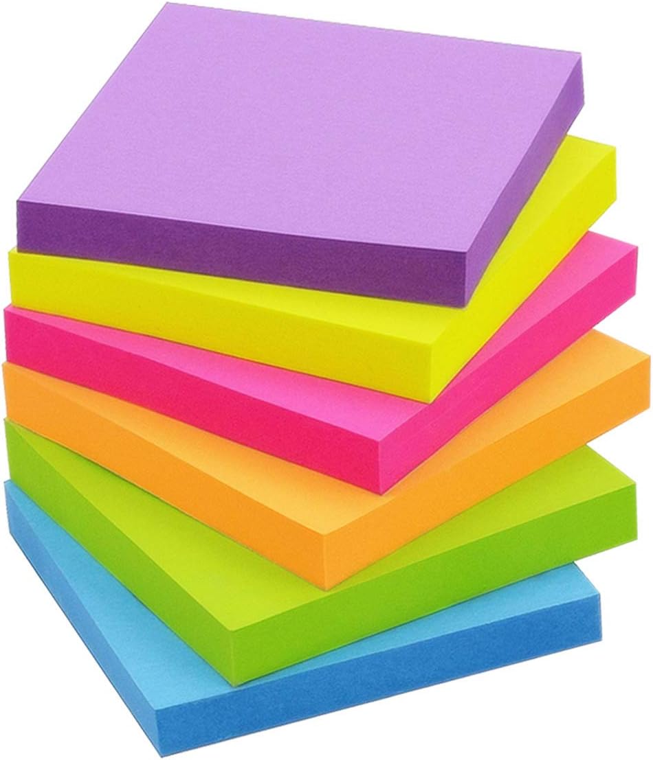 Winner Aura 3×3 Inch Bright Colors Self-Stick Sticky Notes, 6 Pack, 100 Sheets per Pad, Total 600 Sheets Winner Aura 3×3 Inch Bright Colors Self-Stick Sticky Notes, 6 Pack, 100 Sheets per Pad, Total 600 Sheets