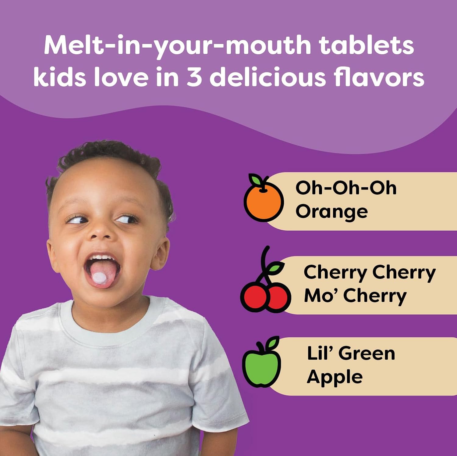 Renzo's Picky Eater Kids Multivitamin with Iron - Dissolvable Kids Vitamins with Iron, Zinc, Vitamin C, Vitamin D, E & K, Sugar-Free Melty Tabs, Green Apple Flavor, 60-Count (1-2 Month Supply) - Image 5