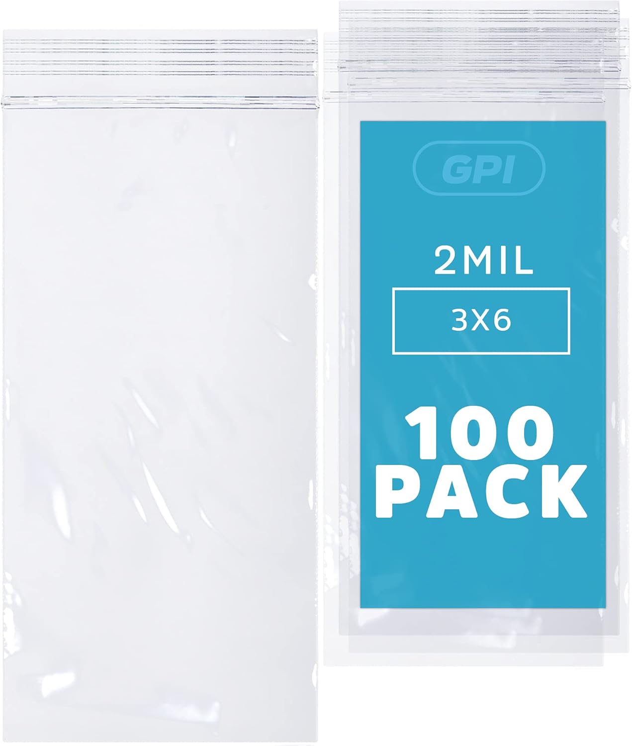 3" x 6" Zip Bags - 100 Count, Small, Clear Plastic Reclosable Zipper Poly Baggies, 2 Mil, with Resealable Zip Top Lock for Packaging Jewelry, Coins, Pills, Candy, Beads, Seeds & More. - Image 2
