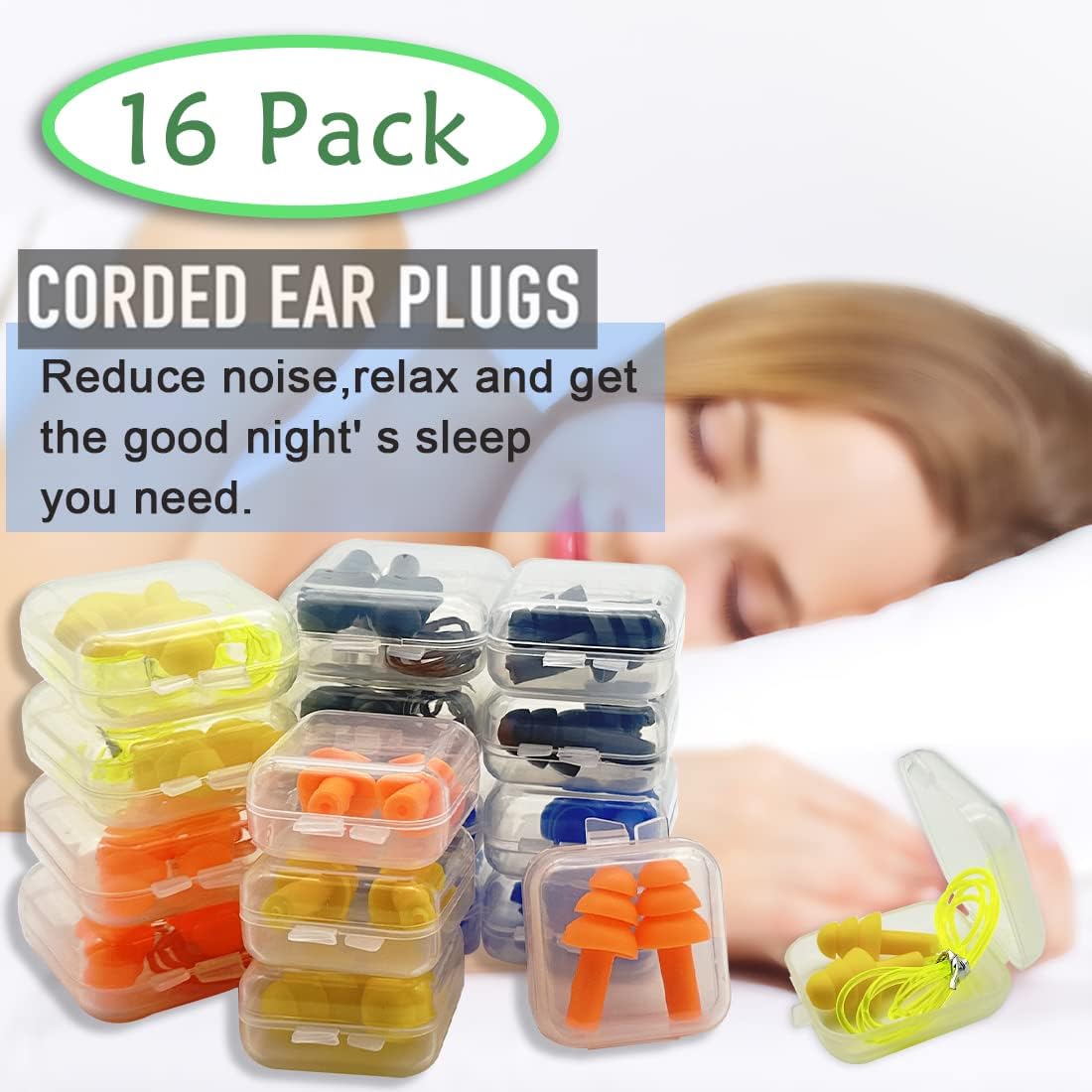 Ear Plugs for Sleeping,16 Pairs Noise Canceling Soft Reusable Silicone Earplugs Waterproof Noise Reduction Earplugs for Concert,Swimming,Study,Loud Noise,Snoring - Image 3