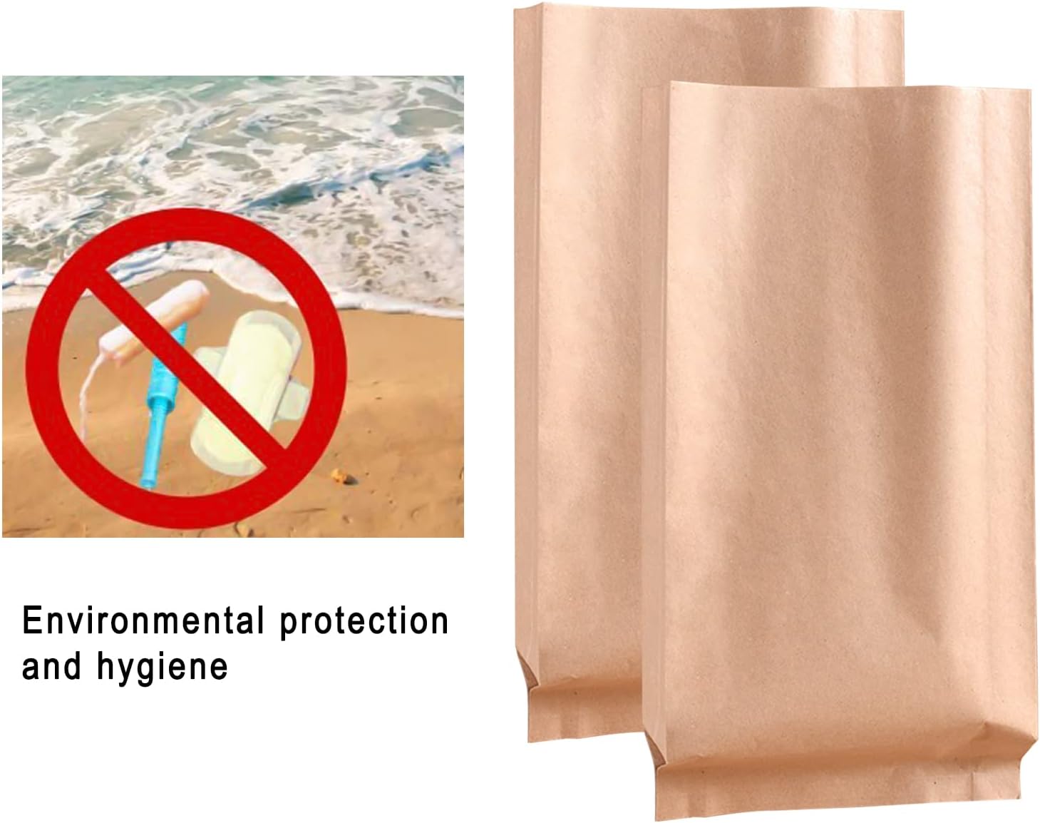 Disposable Paper Bag, 100 Pack Sanitary Napkin Disposal Bags, Feminine Hygiene Disposal Bags, Kraft Paper Bag, Sturdy and Waterproof, Suitable for Sanitary Napkins, Gift Bags - Image 3
