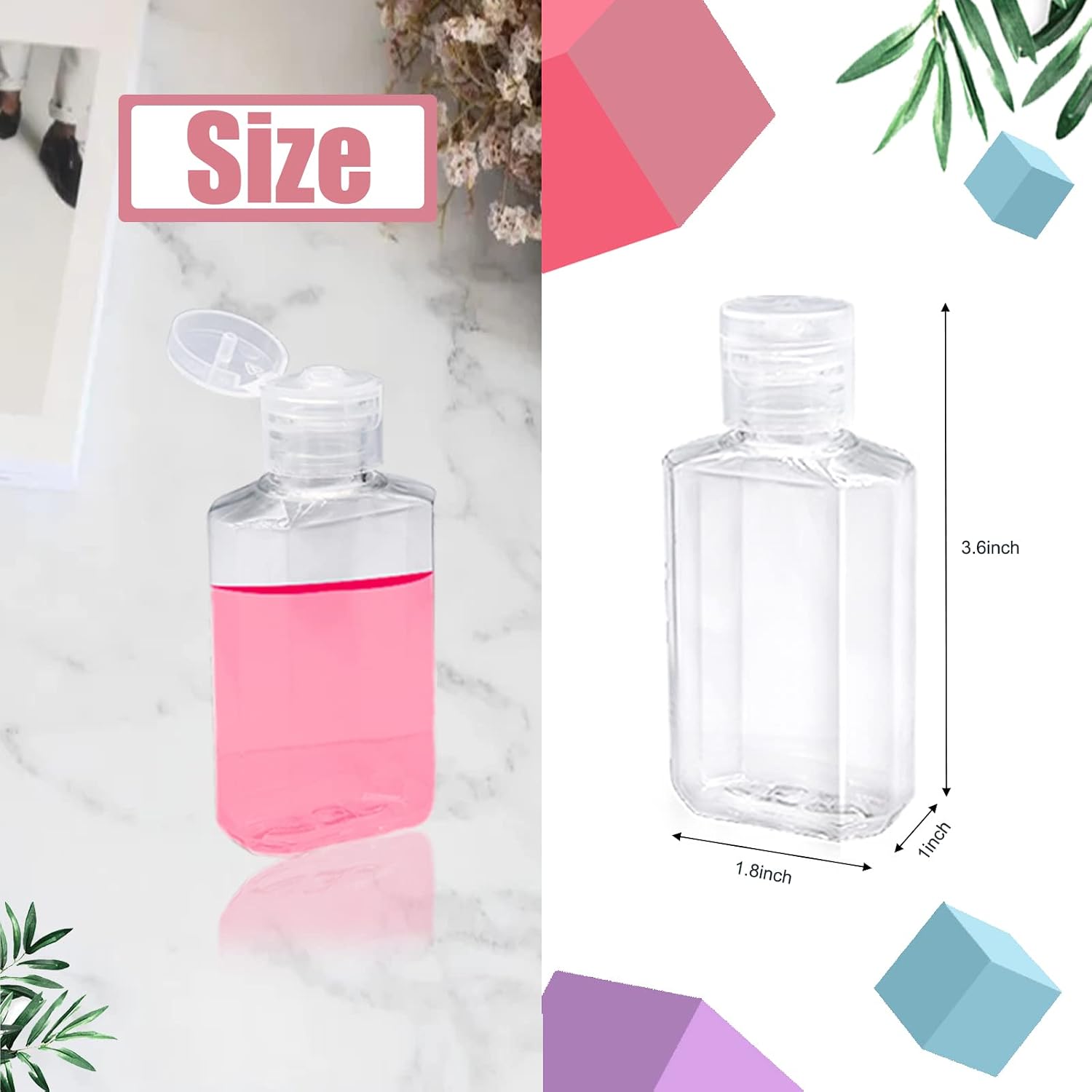 40 Pack 2 Oz Plastic Refillable Bottles with Flip Cap, Travel Size Bottles, Reusable Containers for Business Trip, Outdoor Camping - Image 3