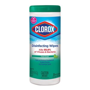 Clorox 01593CT Disinfecting Wipes, 7 x 8, Fresh Scent, 35/Canister (Case of 12)