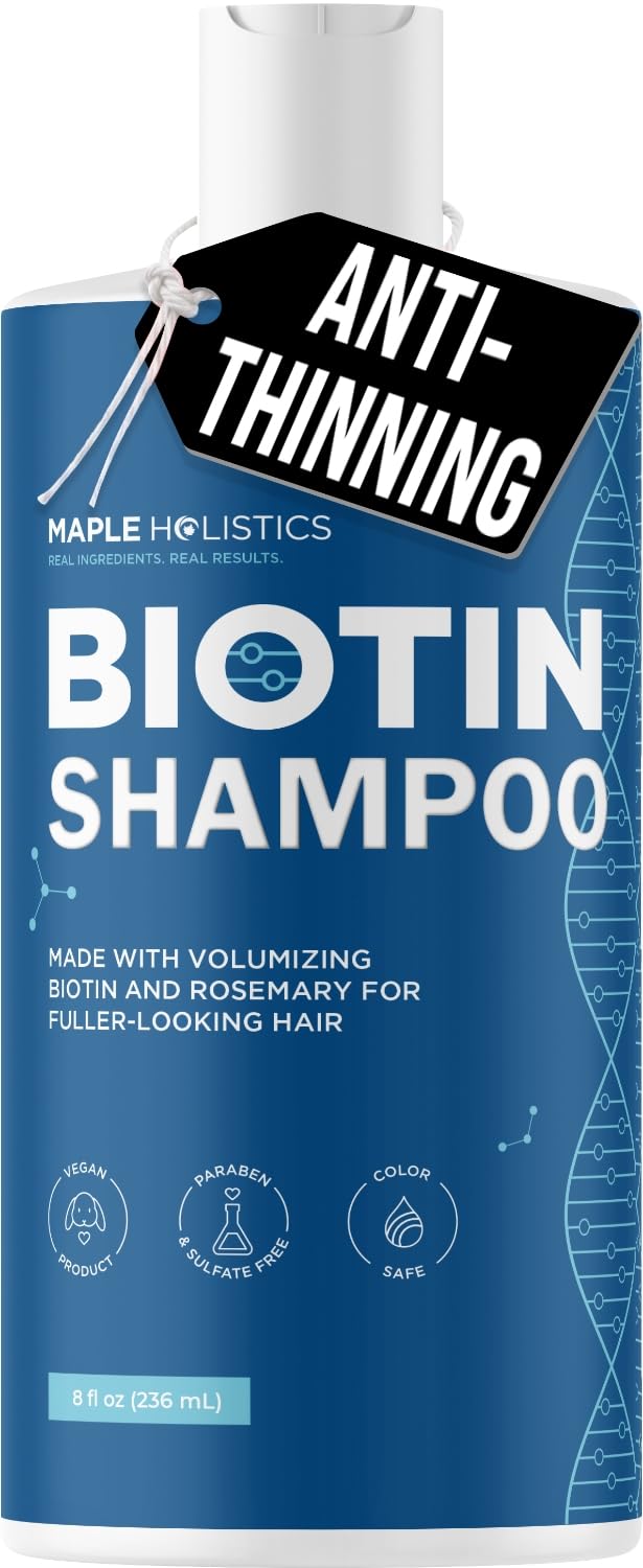 Rosemary and Biotin Shampoo for Thinning Hair - Vegan Volumizing Shampoo for Fine Hair with B Vitamins Argan Oil & Tea Tree Essential Oil - Paraben Silicone and Sulfate Free Vegan Formula (8 Fl Oz) - Image 2