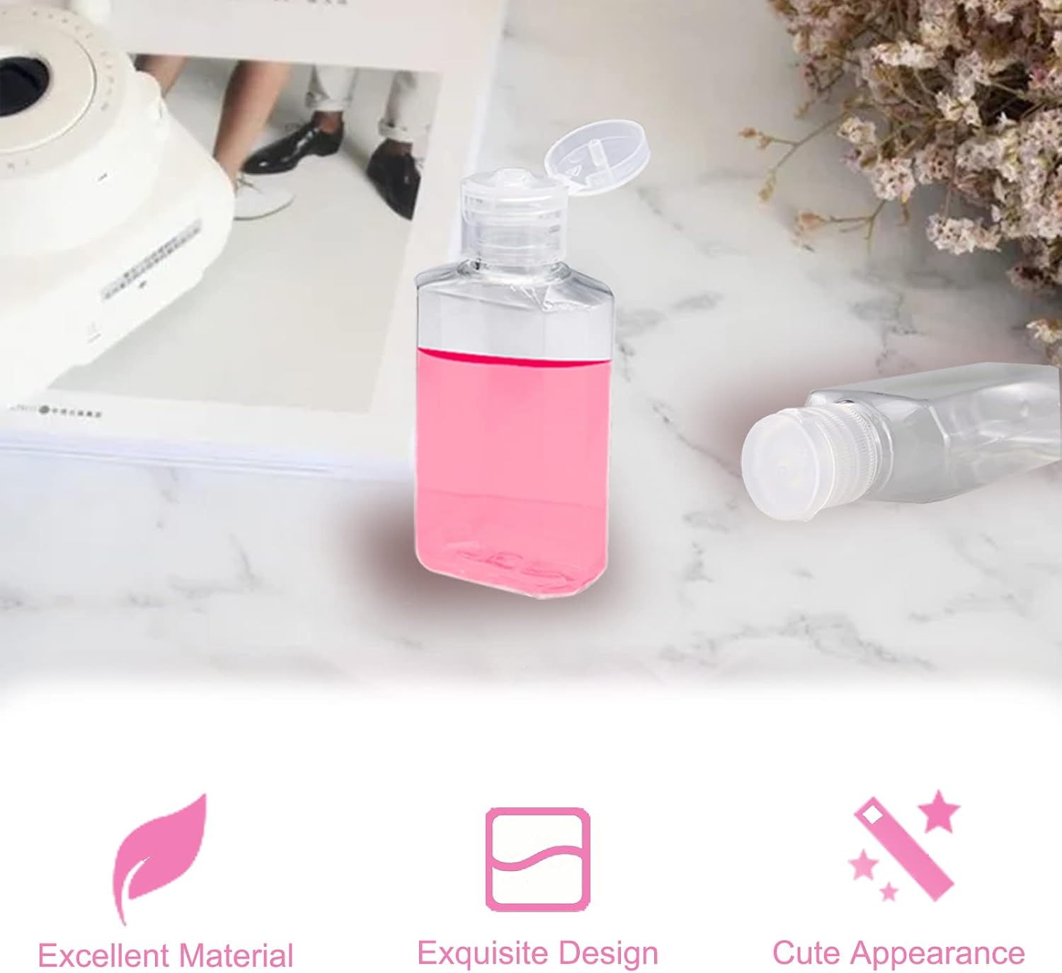 40 Pack 2 Oz Plastic Refillable Bottles with Flip Cap, Travel Size Bottles, Reusable Containers for Business Trip, Outdoor Camping - Image 5