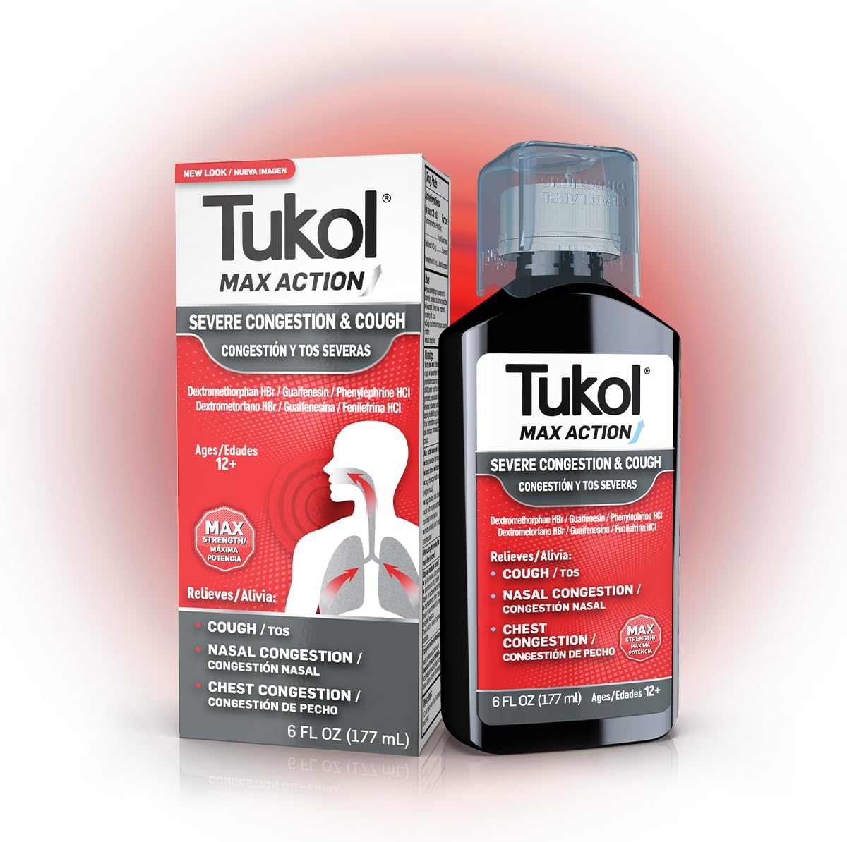 TUKOL Max Action Severe Congestion & Cough Medicine for Adults – Expectorant Cough Syrup, DM Cough Syrup, Dry Cough Cold and Sore Throat Medicine, Chest Decongestant,12+ Years, 6 Fl Oz - Image 2