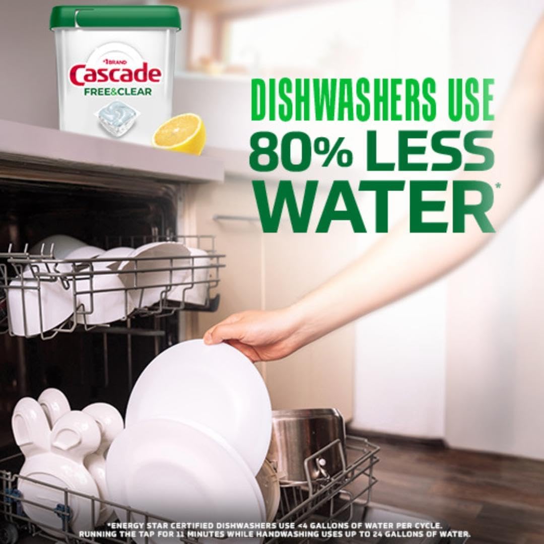 Cascade Free & Clear Dishwasher Pods, Dishwasher Detergent, Dish Detergent Soap, Lemon Essence, 47 Count - Image 9