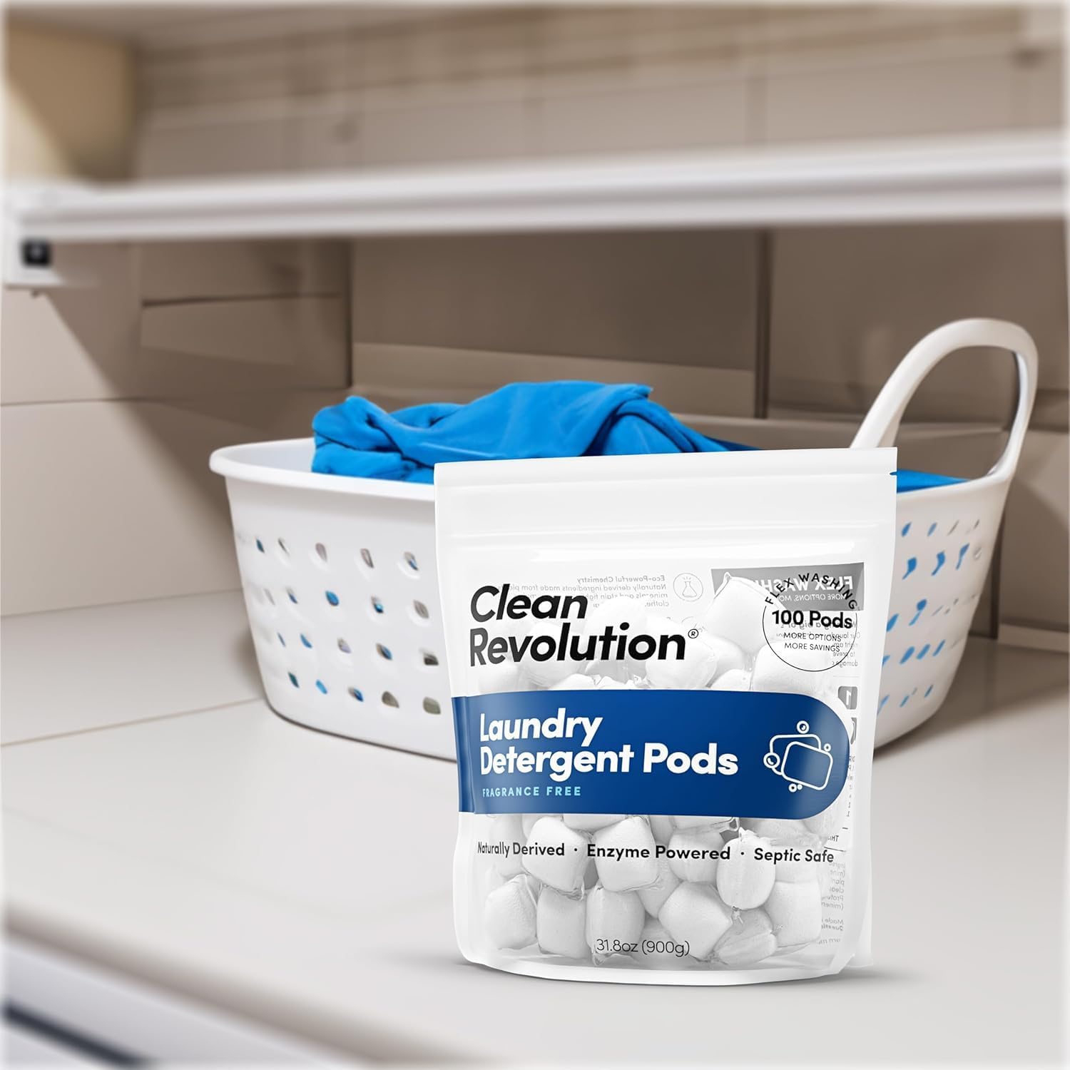 Clean Revolution, All Natural, Enzyme Powered Laundry Detergent Pods, Fragrance Free, 100 Pods, Sensitive Skin, HypoAllergenic Laundry Soap, Septic Safe, Made in the USA - Image 6