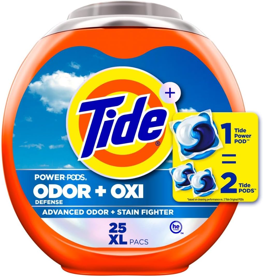 Tide Odor Defense + Oxi Laundry Detergent Pacs, Original Scent, 25 Count, Advanced Odor + Stain Fighter, laudry soap washing detergent pacs - Image 2