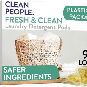 The Clean People Laundry Detergent Pods – Hypoallergenic Laundry Pods – Ultra Concentrated, Recyclable Packaging, Stain Fighting – Fresh Scent, 96 Pack