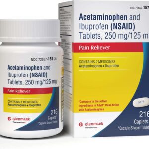 Dual Action Acetaminophen 250mg and Ibuprofen 125mg Caplets, Up to 8h of Pain Relief for Minor Aches and Pain, Headaches, Toothache, Backache, Menstrual Cramps, Minor Arthritis Pain, 216 Count