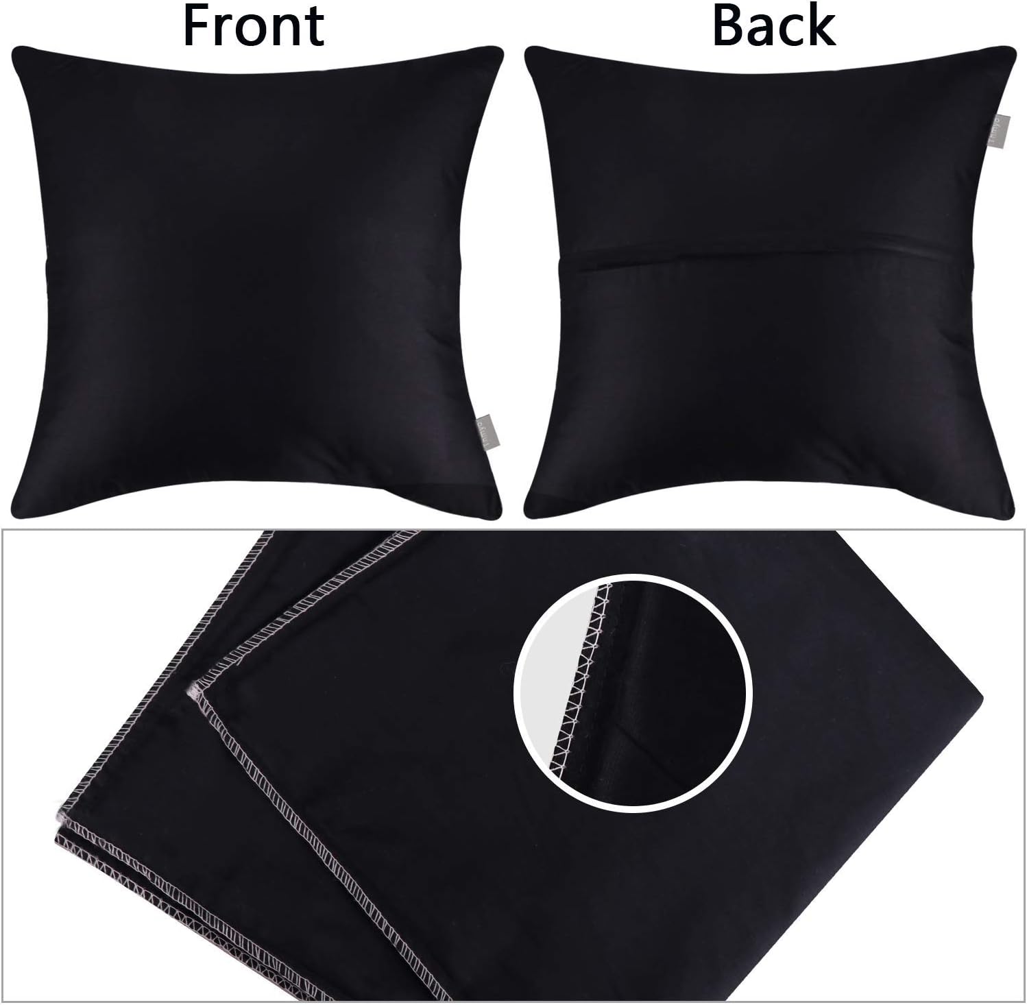 Thmyo 4-Pack 100% Cotton Comfortable Solid Decorative Throw Pillow Case Square Cushion Cover Pillowcase Sublimation Blank Pillow Covers DIY Throw Pillowcase for Sofa(18x18inch/45x45cm,Black) - Image 7