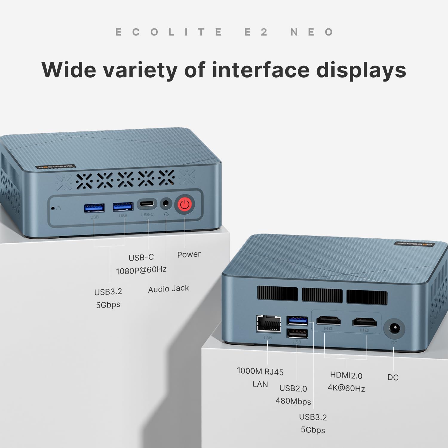 BOSGAME E2 Mini PC, AMD Ryzen 5 3500U (up to 3.7GHz), 16GB DDR4 RAM 512GB NVMe SSD, Desktop Computer 4K Triple Display via Dual HDMI & USB-C, WiFi 5, BT 5.0, Small Form Factor Business Office PC - Image 6