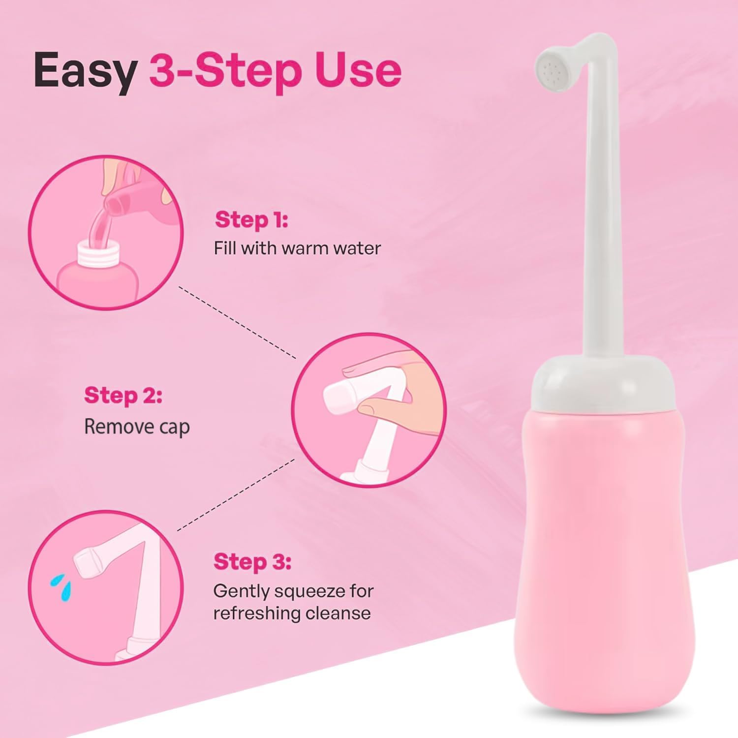 Portable Bidet Bottle for Women - Personal Upside Down Peri Bottle for Feminine Hygiene, Postpartum & Period Care with Angled Sprayer & Storage Bag - Perfect for Travel & New Moms (10 oz) - Image 6