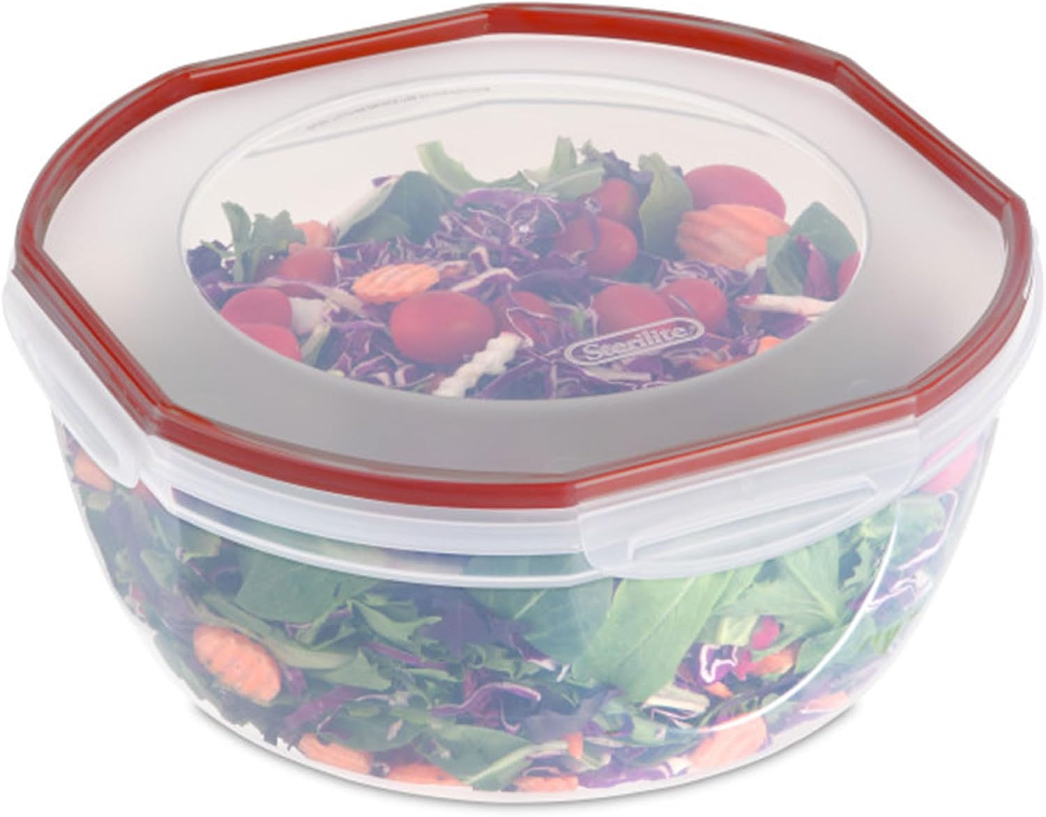 Sterilite Ultra-Seal 8.1 Qt Bowl, Large Airtight Food Storage Container, Latching Lid, Microwave and Dishwasher Safe, Clear With Red Gasket, 2-Pack - Image 9