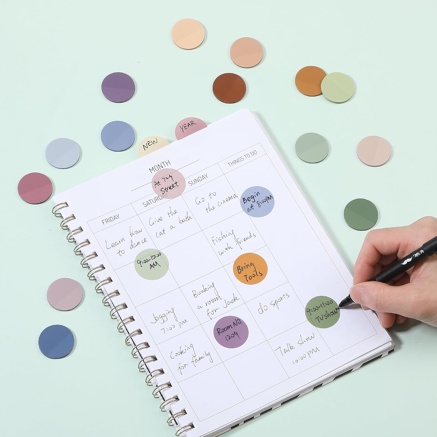 Mr. Pen- Round Transparent Sticky Notes, 1.1” Diameter, 14 Pads, 560 Sheets, Colorful, Water-Resistant See-Through Sticky Notes & Fineliner, Smooth Writing, Note Tabs for Bible Journaling, Studying - Image 8