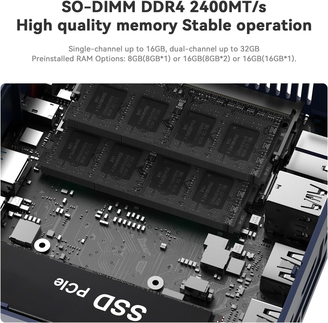 Beelink SER3 Mini PC, AMD Ryzen 3 3200U(14nm, 2C/4T) up to 3.5GHz, Mini Gaming Computer 16GB DDR4 RAM 500GB PCIE3.0 X4 SSD, Micro PC 4K@60Hz Dual Display, Mini Computer WiFi6/BT5.2/HTPC/W-11 Pro - Image 5