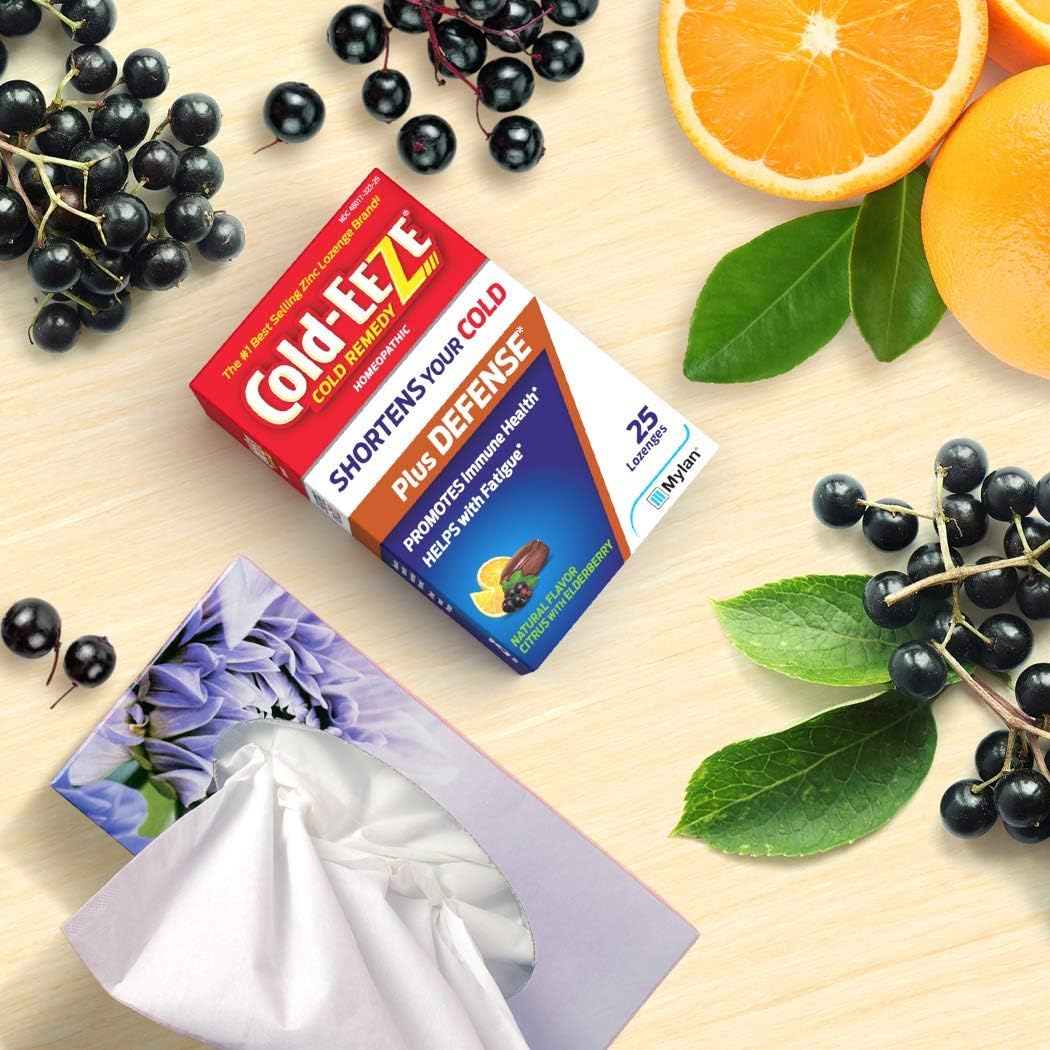 COLD-EEZE Plus Defense Natural Citrus with Elderberry Zinc Lozenges, Homeopathic Cold Remedy, Shortens Common Cold Symptoms, Promotes Immune Health with Sambucus Nigra, Echinacea and Rose Hips, 25 Ct - Image 7