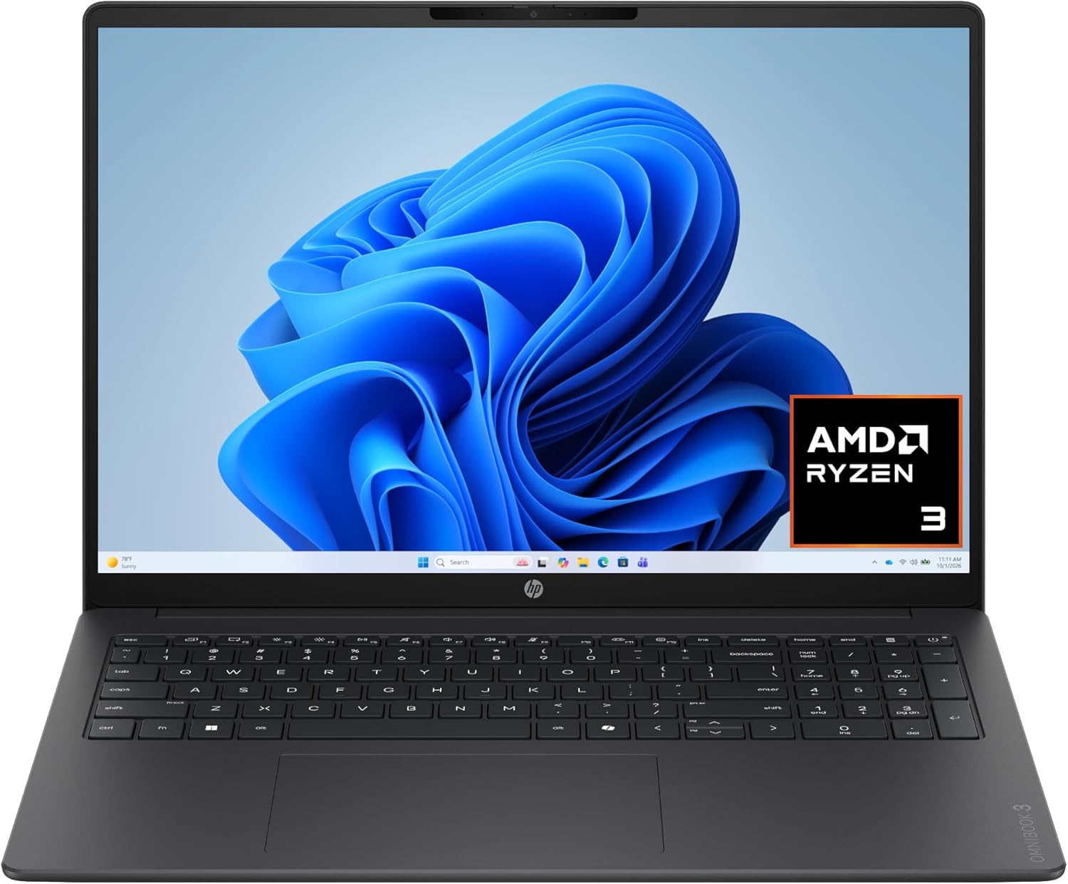 HP OmniBook 3 16 inch Laptop PC, 2K Touchscreen, AMD Ryzen 3 30, 8 GB RAM, 256 GB SSD, AMD Radeon 610M GPU, Windows 11 Home, Mica Silver, 16-by0199nr - Image 2