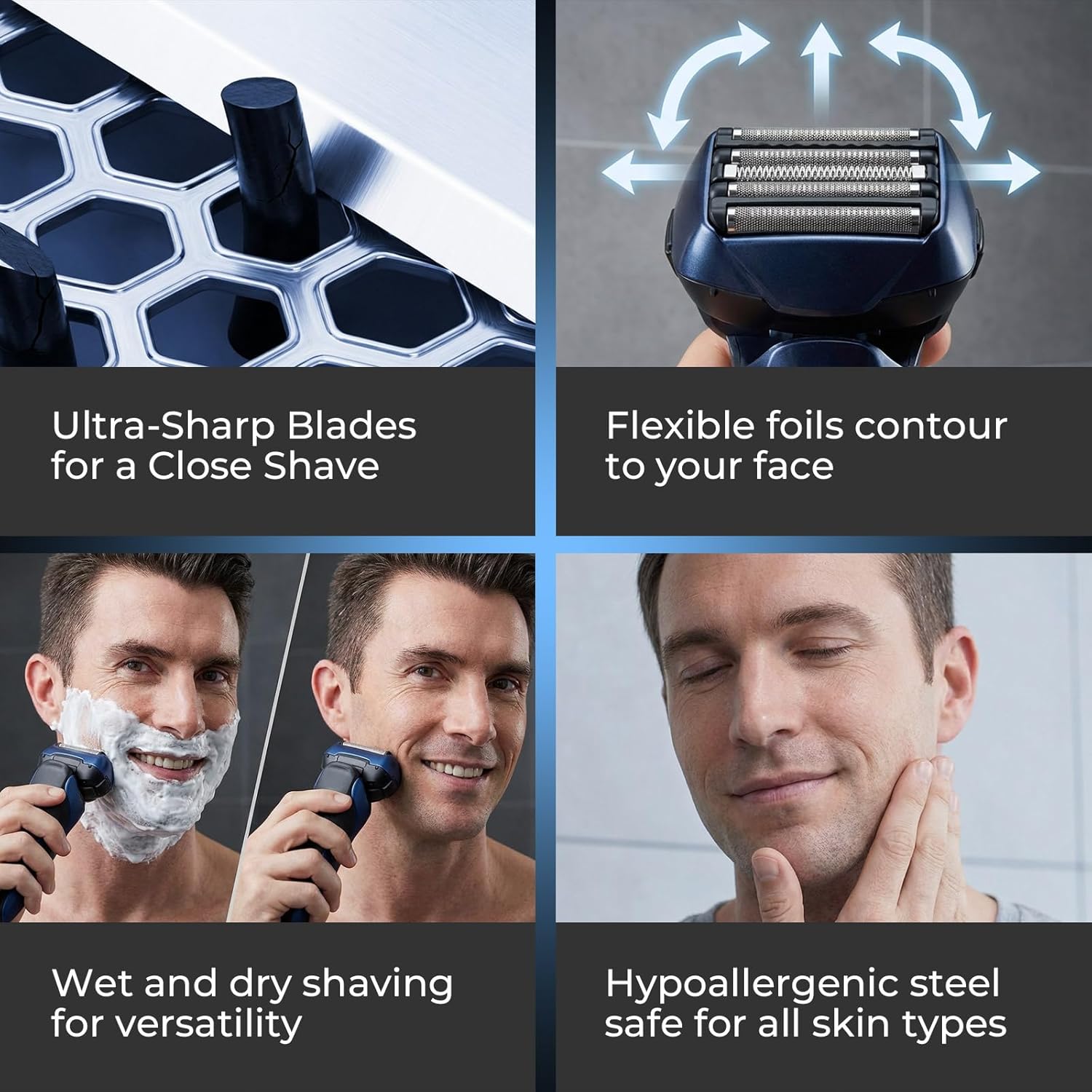 Replacement Blades and Foil for Panasonic ARC5 5-Blade Shavers, Compatible with WES9032P ES9032 ES9034 ES9036 ES9038, Fits Models ES-LV61, ES-LV65, ES-LV67, ES-LV95, ES-LV97 (+ 1 Cleaning Brush) - Image 6