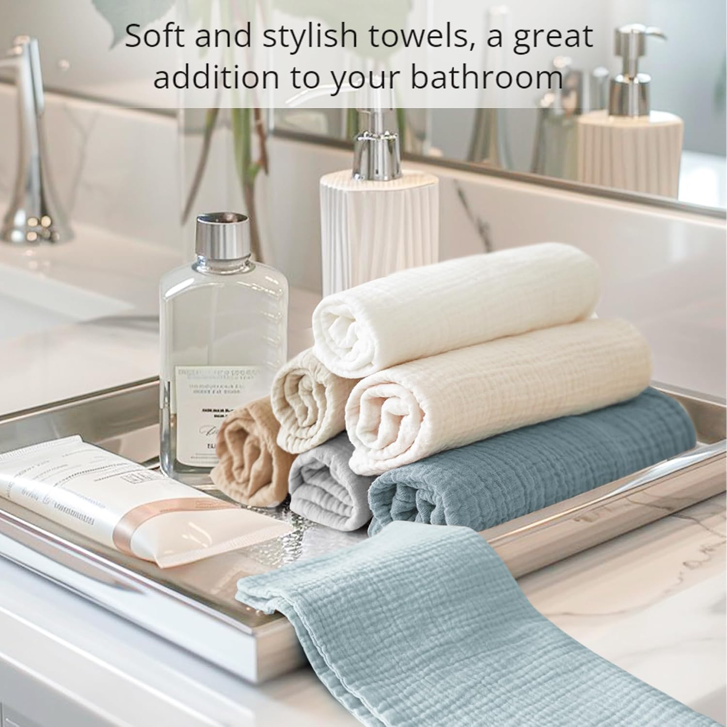 Konssy 7-Pack Ultra Soft Muslin Cotton Face Wash Cloths, Reusable Absorbent Washcloths for Sensitive Skin, Lightweight Facial Makeup Remover Towels for Women (11 x 11 Inch) - Image 6