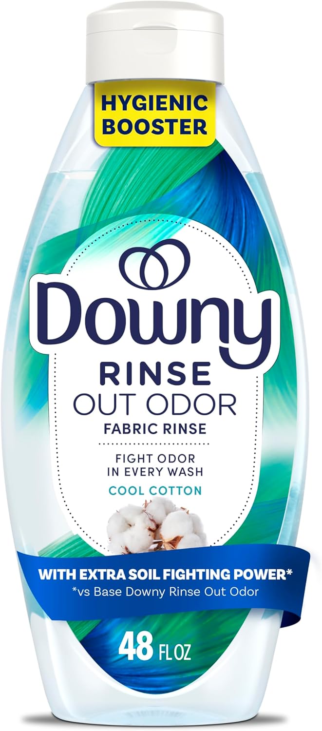 Downy Rinse Laundry Odor Remover, Cool Cotton Scent, 48 fl oz, Fabric Softener And Laundry Odor Removal Rinse, Fights Odors At The Source, HE Compatible - Image 2