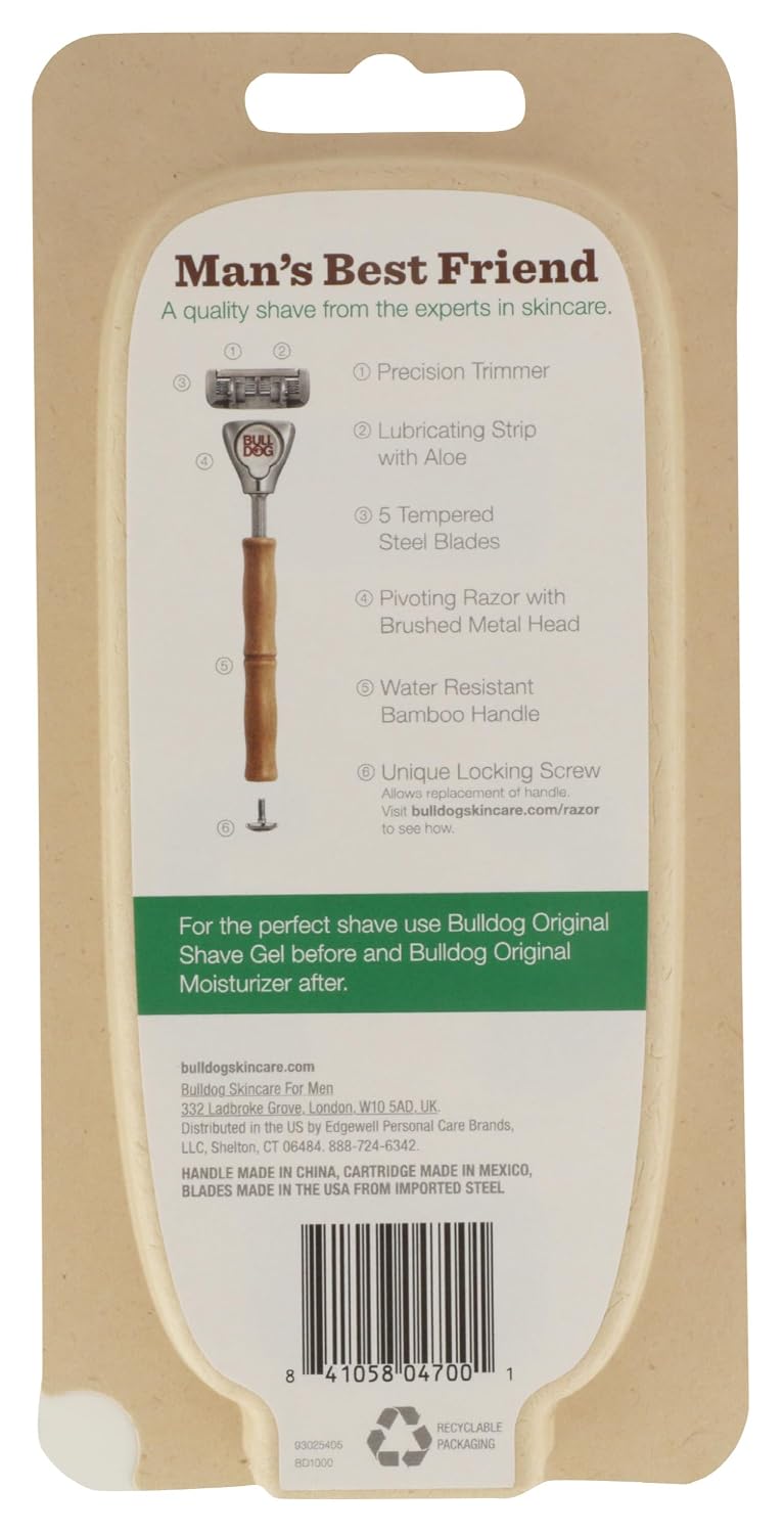 Bulldog Mens Skincare and Grooming Original Bamboo Razors for Men with a Natural Bamboo Razor Handle and 2 Razor Refills - Image 3