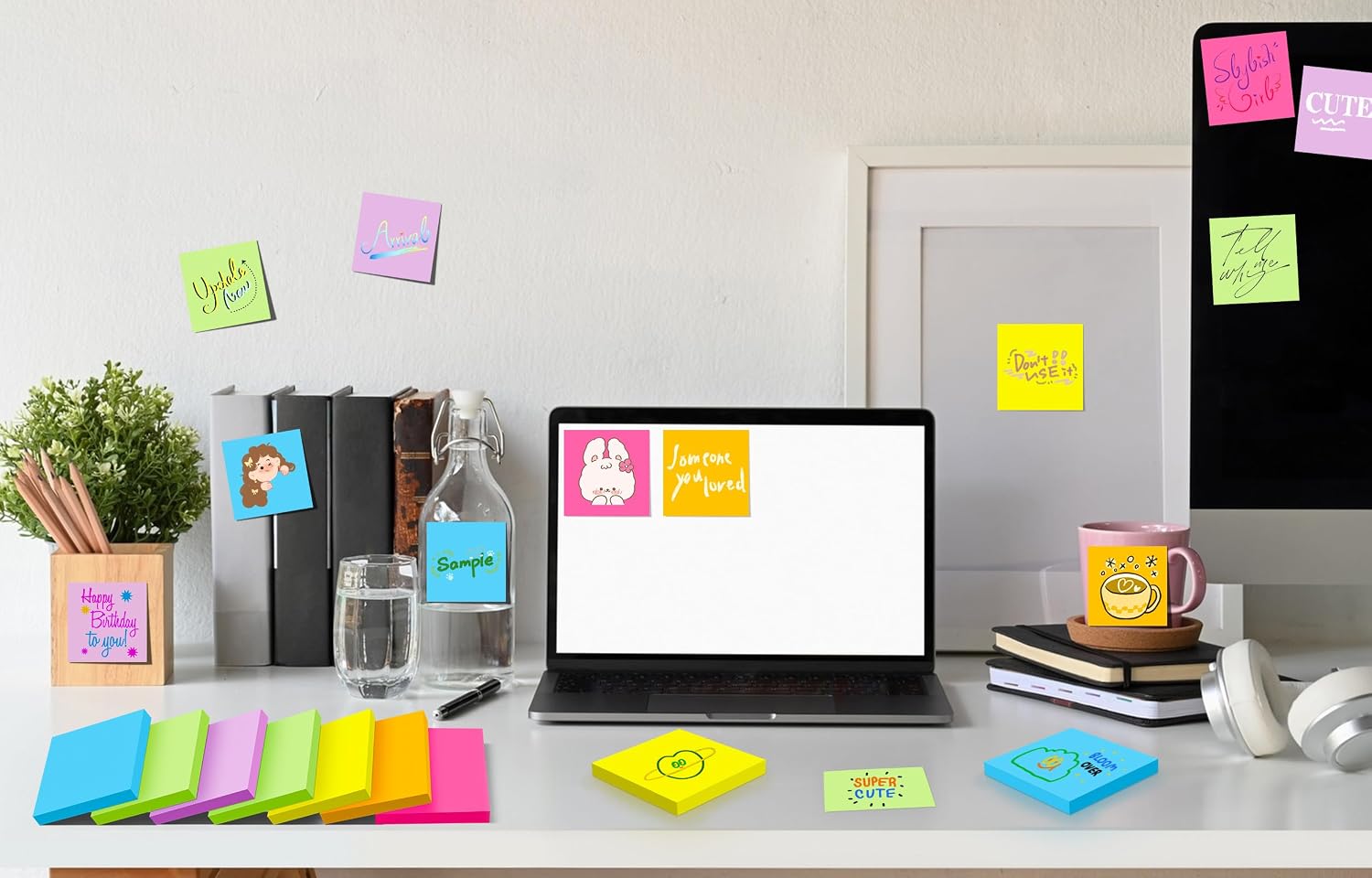 48 Pads Sticky Notes 3x3 in, 42 Sheets/Pad, 2016 Sheets Total - Super Sticky, Bright Colors, Sturdy Recyclable Paper Box, Shareable Bulk Pack for Office, School & Home - Image 8