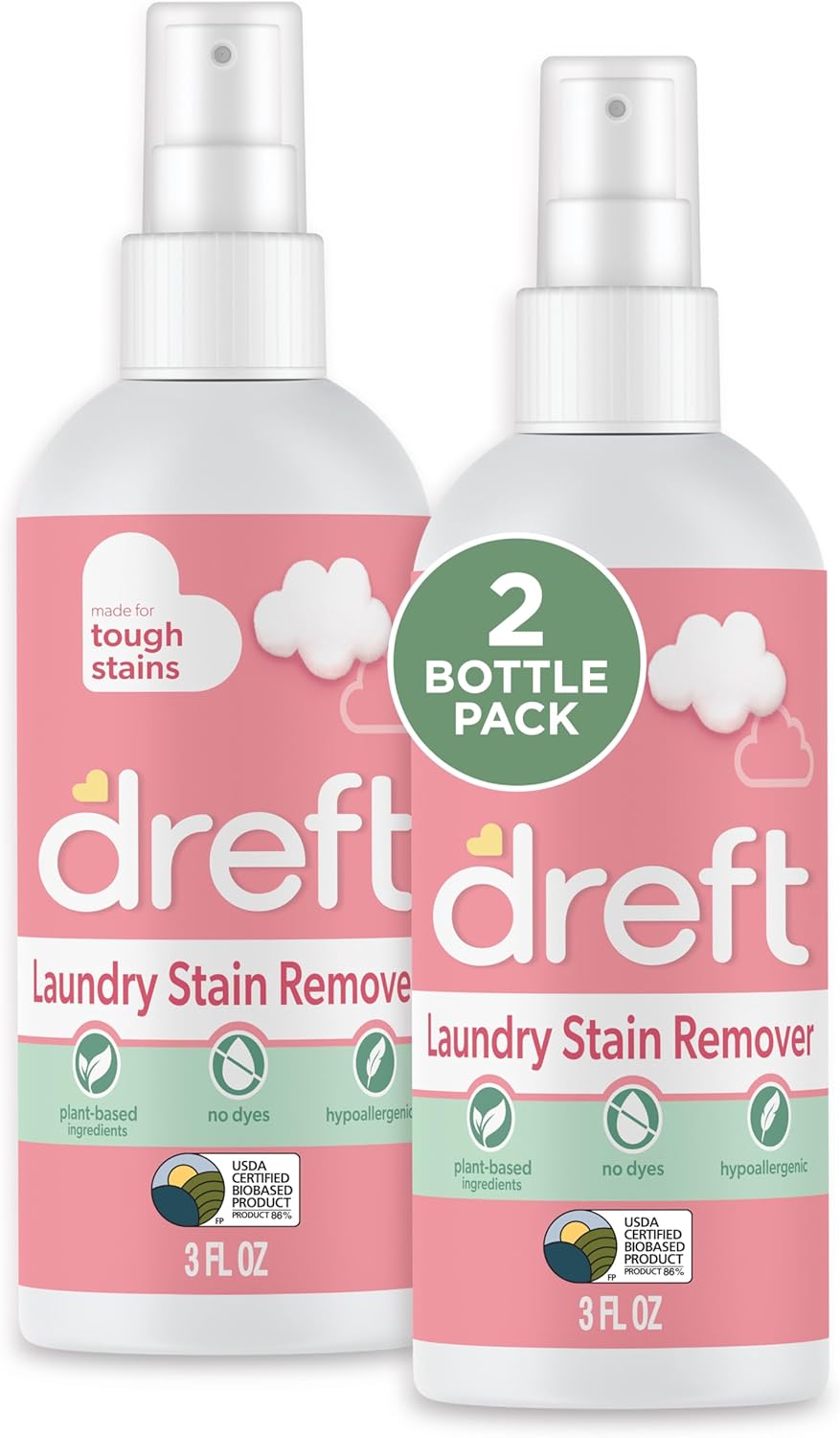 Dreft Stain Remover for Baby Clothes and Hypoallergenic Baby Stain Remover Spray, Travel Size Stain Treater, 3 Fl Oz ( Pack of 2) - Image 2