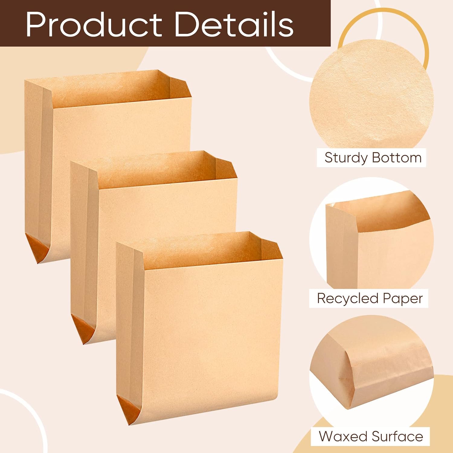 Thenshop 200 Pcs Waxed Kraft Feminine Hygiene Liner Bag, Business Restroom Bathroom Personal Dispensers 7.5 x 10" Waste Receptacle Paper Liners, Sanitary Napkin Disposal Bags, Kraft Bag - Image 4