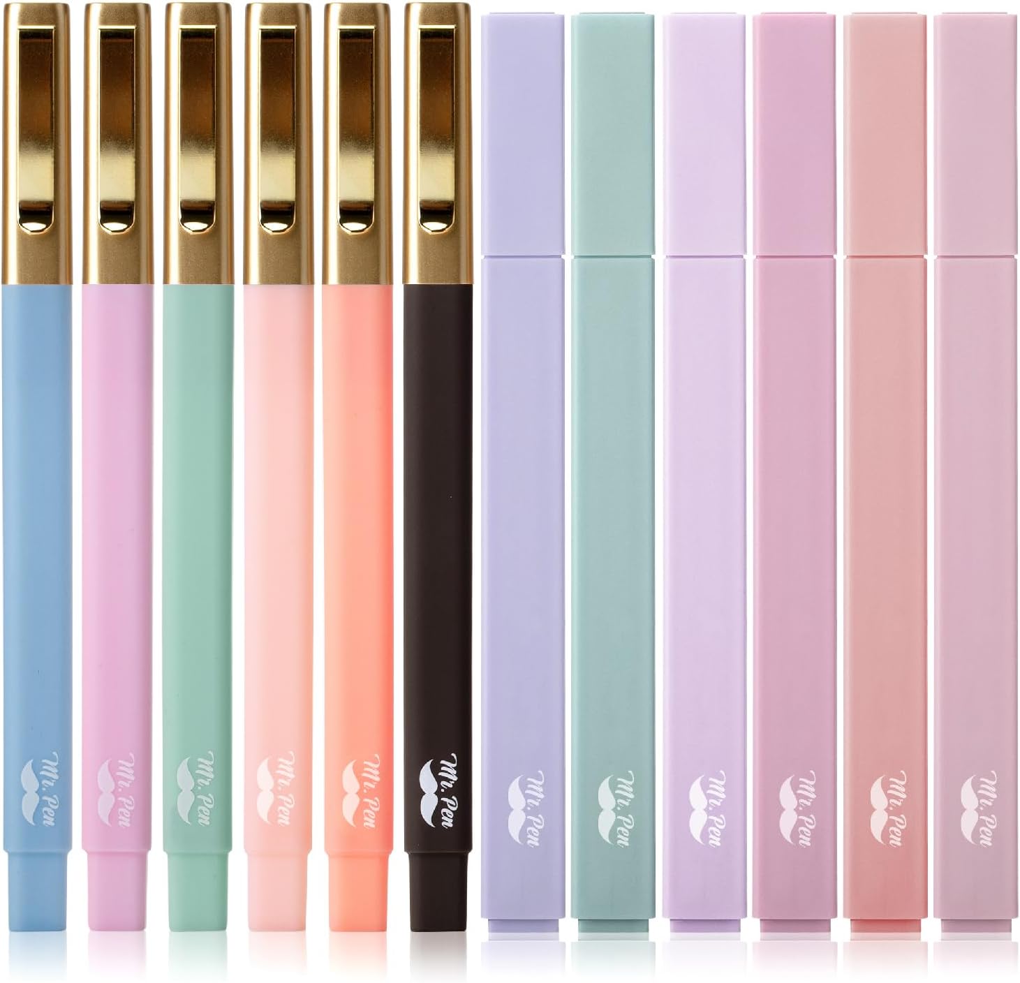 Mr. Pen- Aesthetic Highlighters and Ballpoint Pens No Bleed, 12 Pack, Morandi Colors, Bible Highlighters and Pens No Bleed, Fast Dry and No Smear for Bible Journaling, Planner, School Supplies - Image 2