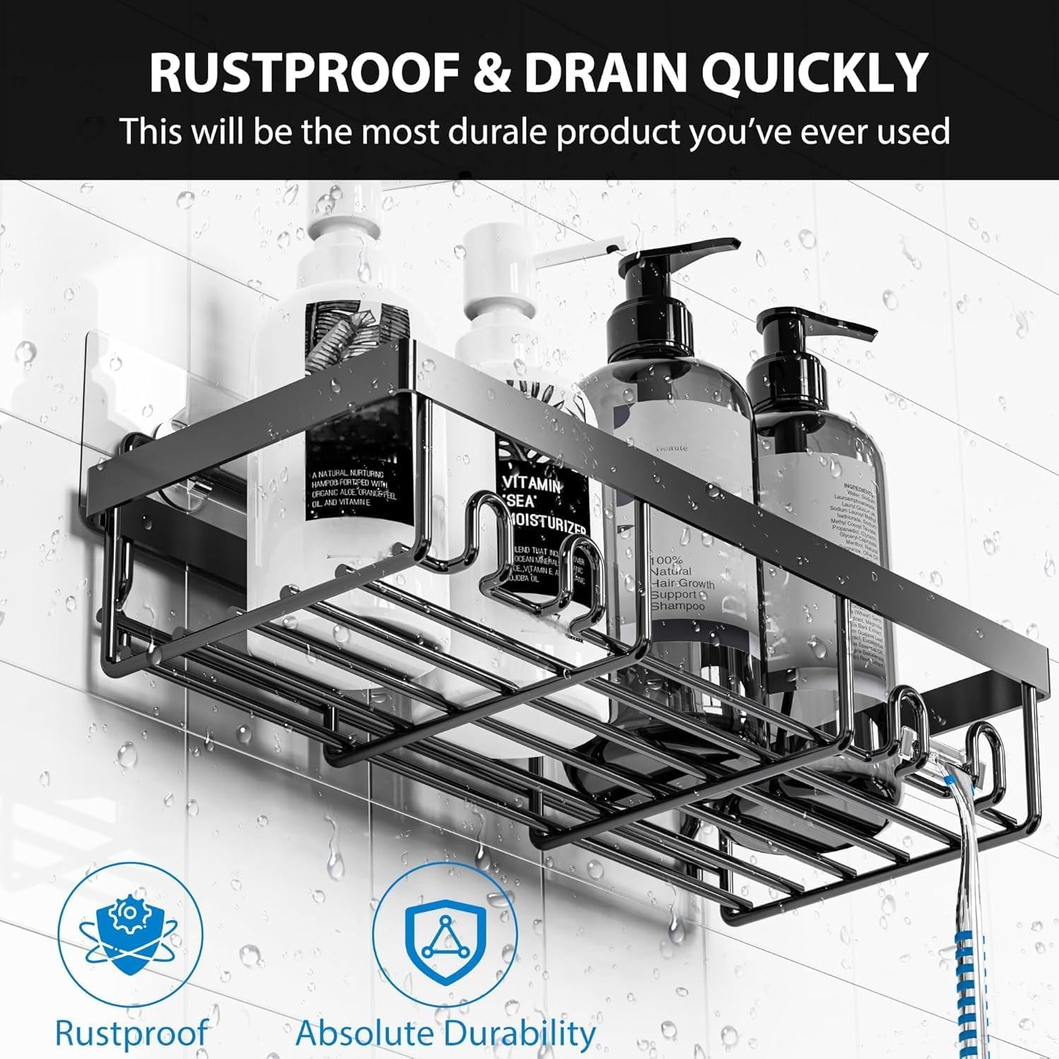 Moforoco Adhesive Shower Caddy Organizer Shelves Rack - 5 Pack Corner Bathroom Storage Organization, Home & Kitchen Decor Inside RV Accessories, Hanging First Apartment Household Camper Essentials - Image 4